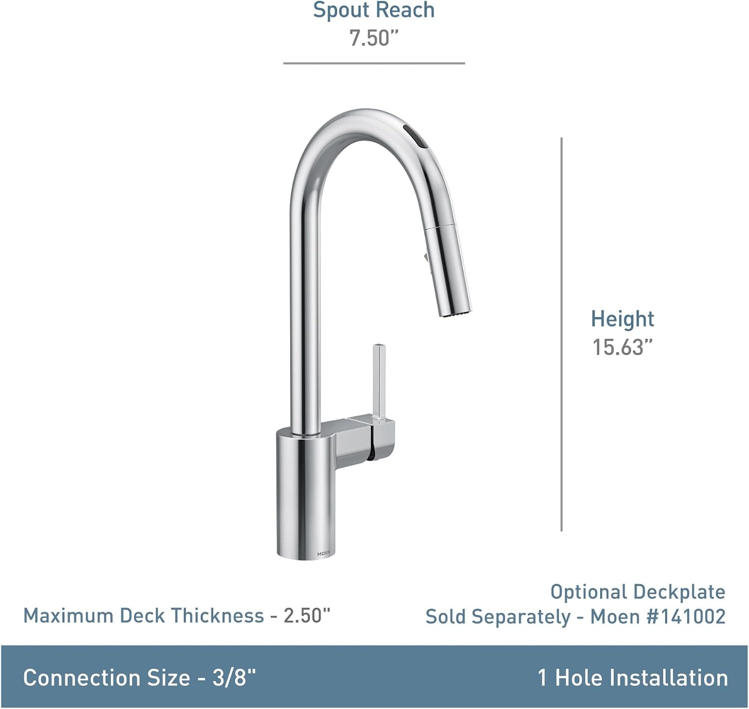 image:imageMoen Align Brushed Gold 3in1 Water Filtration PreRinse Spring Pull Down Kitchen Faucet Water Filter for Sink Faucet Sold Separately F5923BGChrome