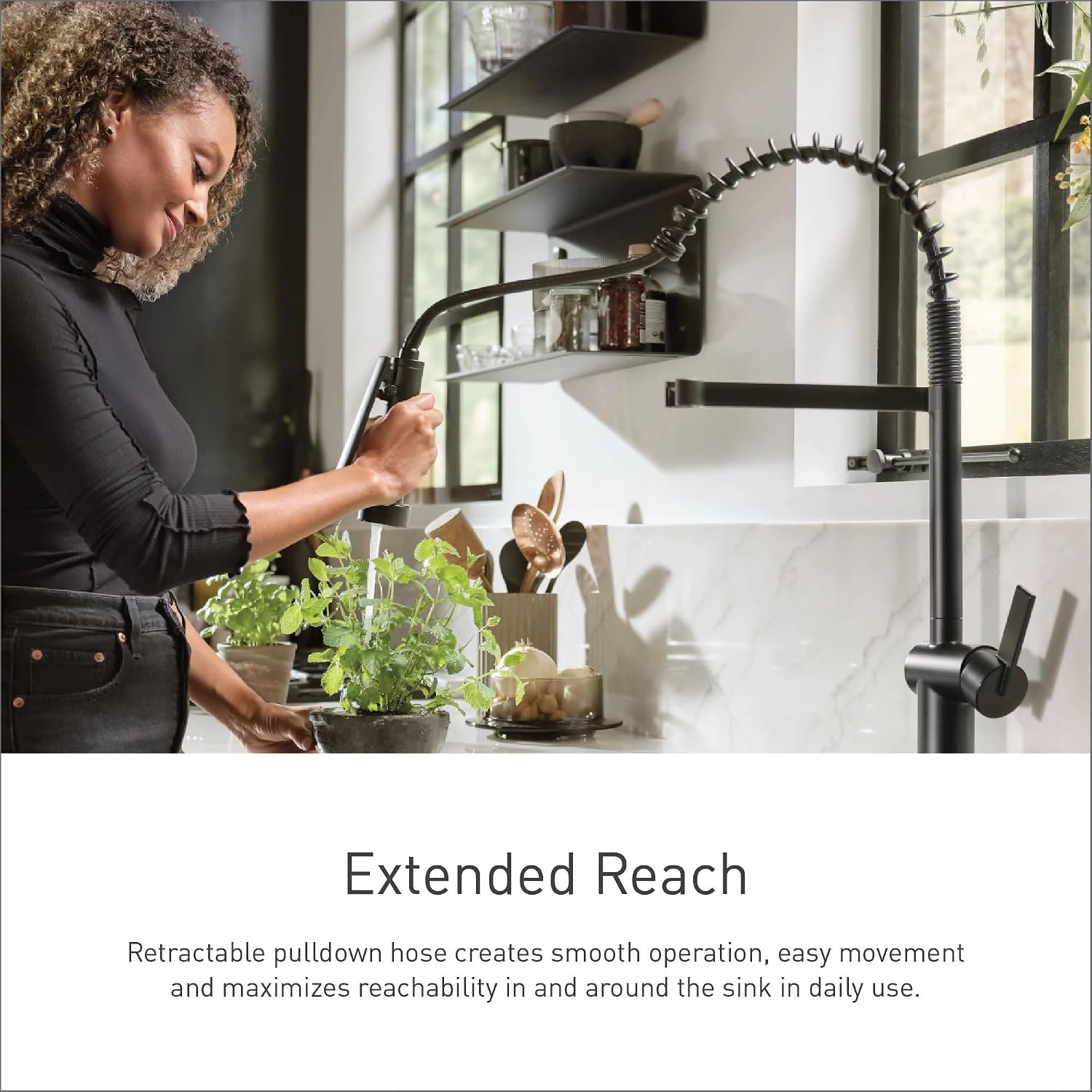 image:imageMoen Align Brushed Gold 3in1 Water Filtration PreRinse Spring Pull Down Kitchen Faucet Water Filter for Sink Faucet Sold Separately F5923BGChrome
