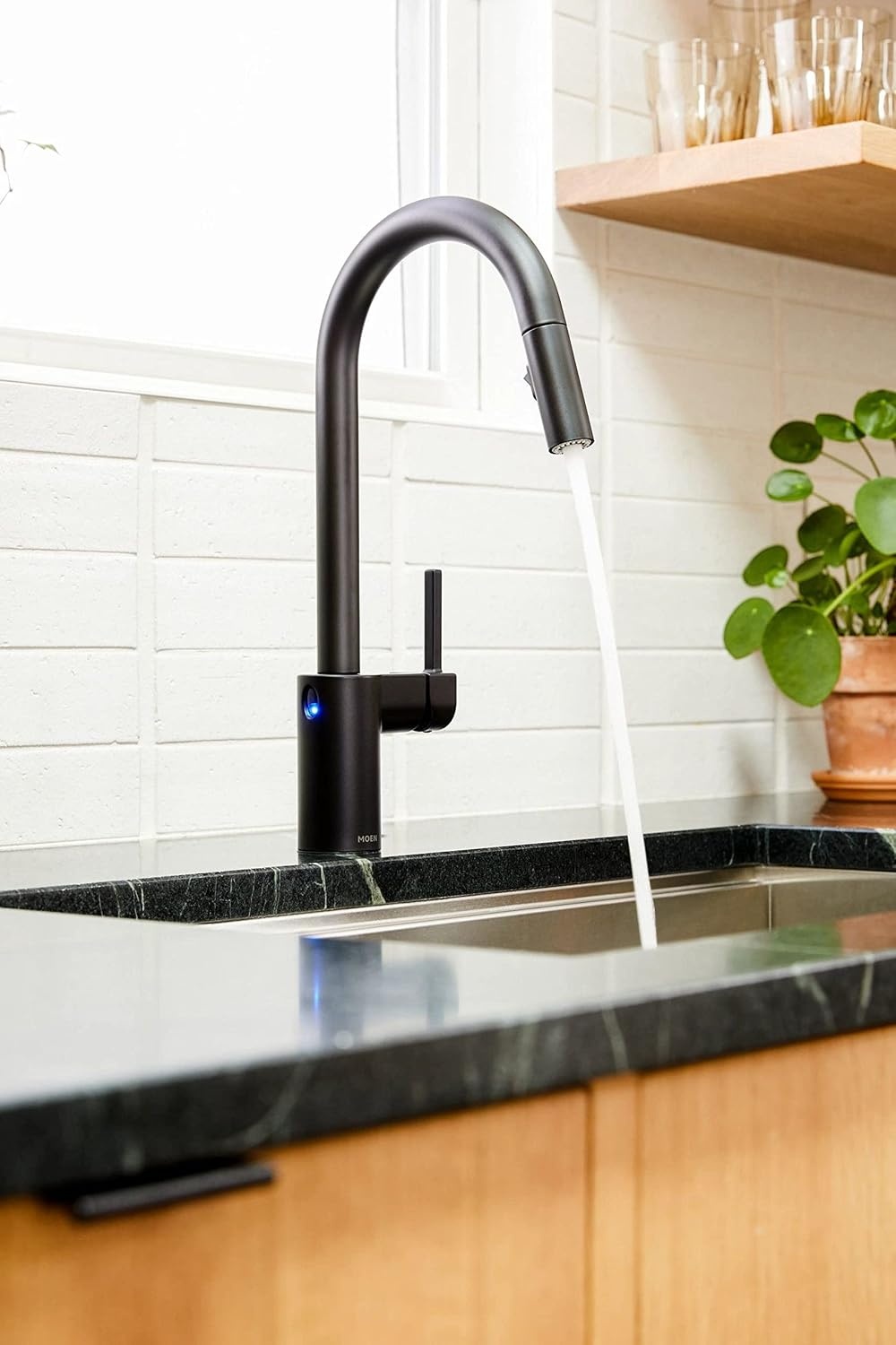 image:imageMoen Align Brushed Gold 3in1 Water Filtration PreRinse Spring Pull Down Kitchen Faucet Water Filter for Sink Faucet Sold Separately F5923BGMatte Black
