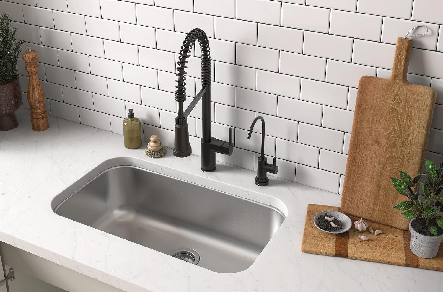image:imageMoen Align Brushed Gold 3in1 Water Filtration PreRinse Spring Pull Down Kitchen Faucet Water Filter for Sink Faucet Sold Separately F5923BGMatte Black