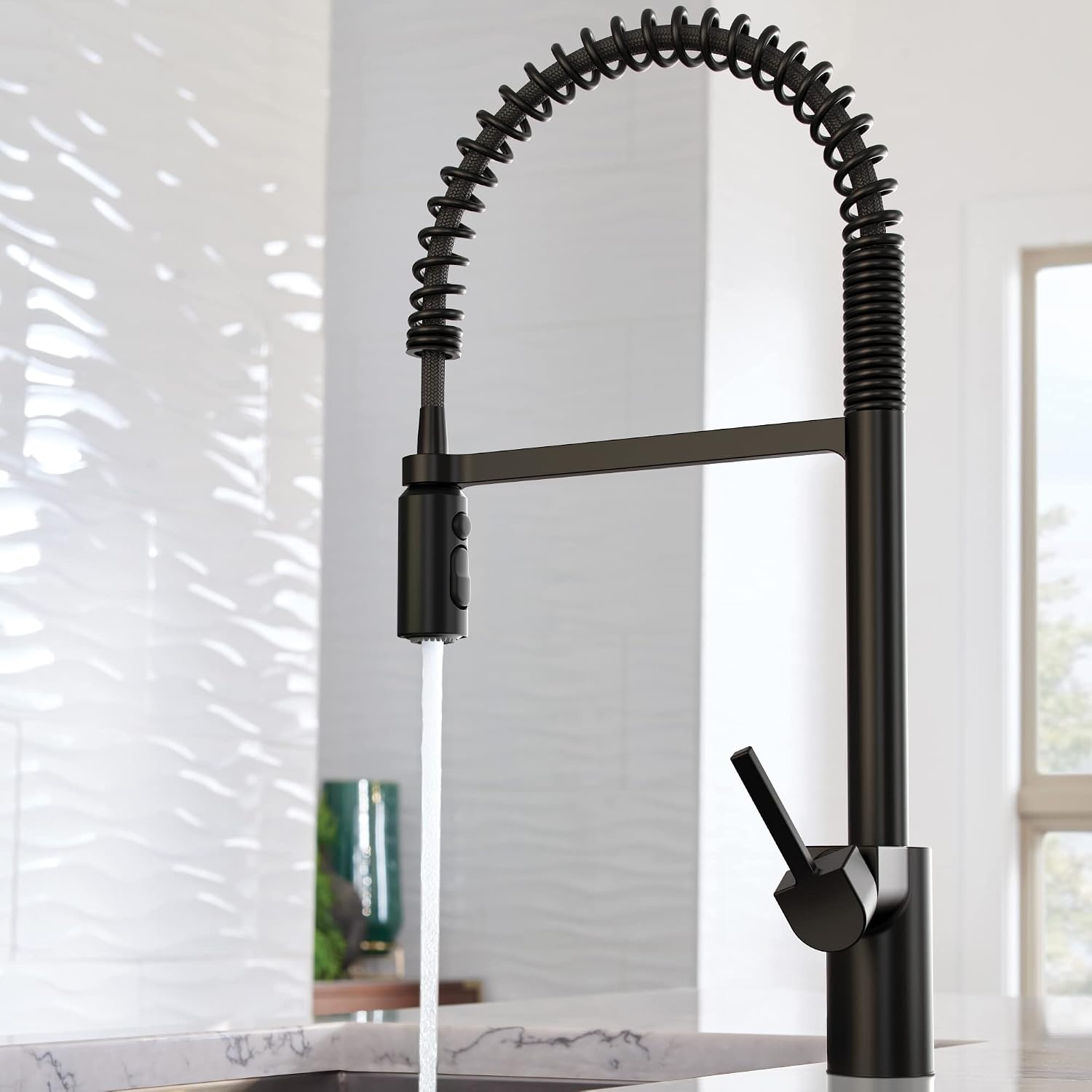 image:imageMoen Align Brushed Gold 3in1 Water Filtration PreRinse Spring Pull Down Kitchen Faucet Water Filter for Sink Faucet Sold Separately F5923BGMatte Black