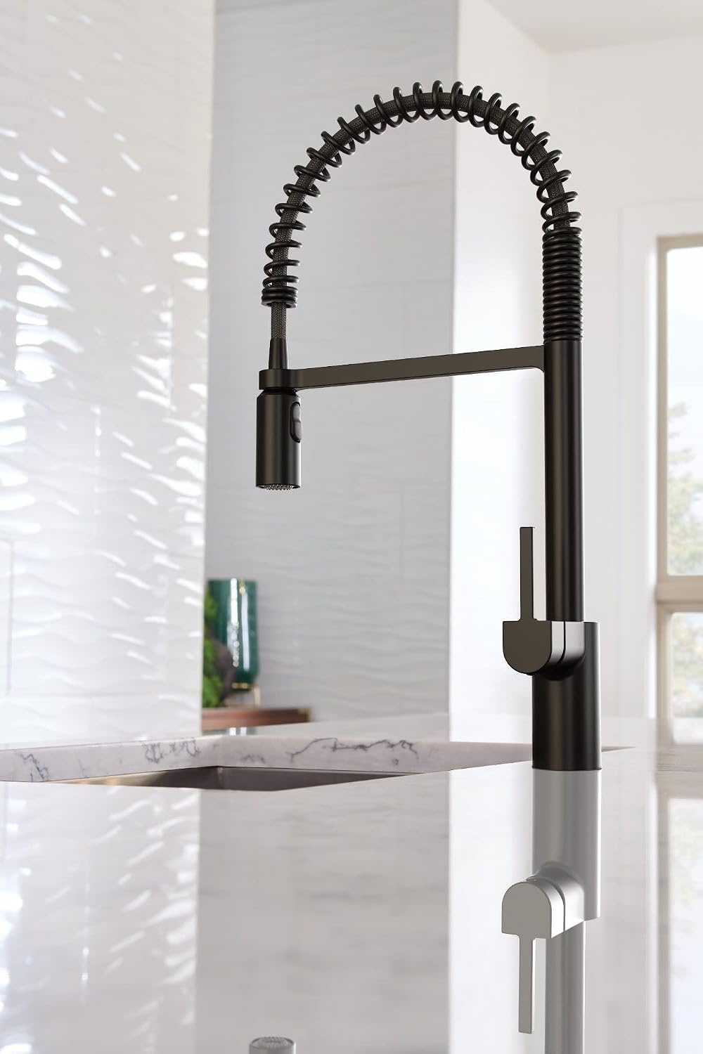 image:imageMoen Align Brushed Gold 3in1 Water Filtration PreRinse Spring Pull Down Kitchen Faucet Water Filter for Sink Faucet Sold Separately F5923BGMatte Black