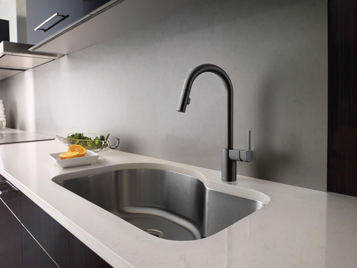 image:imageMoen Align Brushed Gold 3in1 Water Filtration PreRinse Spring Pull Down Kitchen Faucet Water Filter for Sink Faucet Sold Separately F5923BGMatte Black