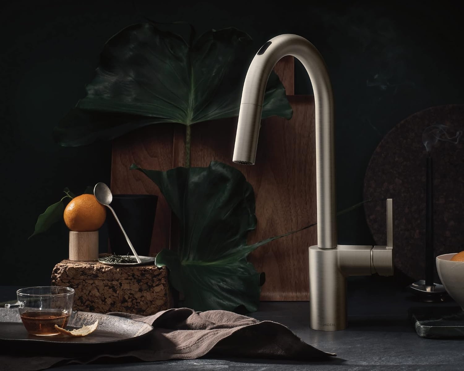 image:imageMoen Align Brushed Gold 3in1 Water Filtration PreRinse Spring Pull Down Kitchen Faucet Water Filter for Sink Faucet Sold Separately F5923BGSpot Resist Stainless