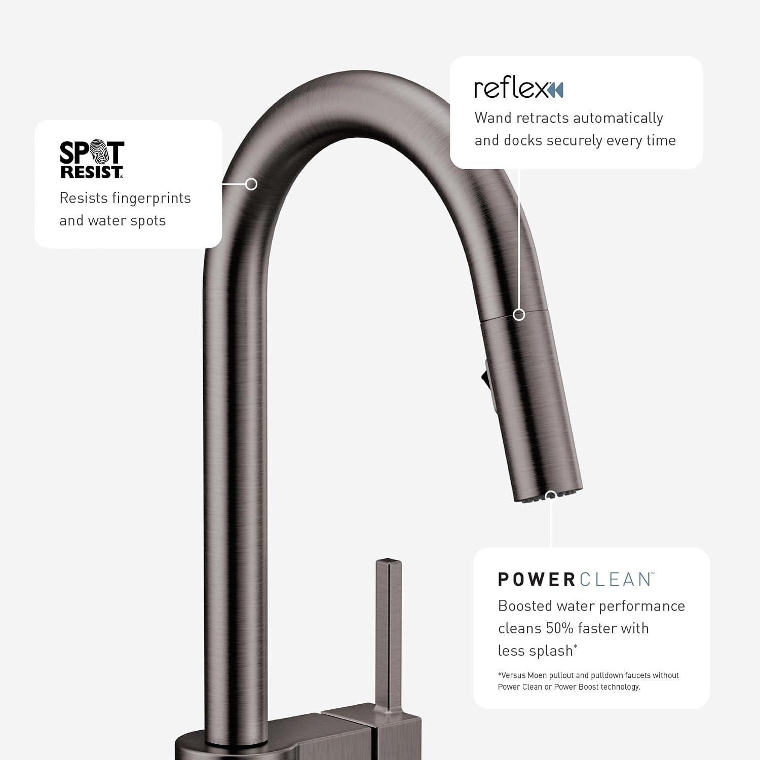 image:imageMoen Align Brushed Gold 3in1 Water Filtration PreRinse Spring Pull Down Kitchen Faucet Water Filter for Sink Faucet Sold Separately F5923BGSpot Resist Black Stainless