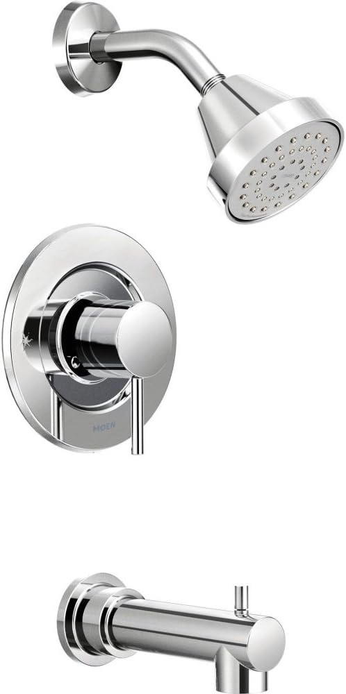 image:imageMoen Align Chrome PosiTemp Pressure Balancing Modern Tub and Shower Trim Kit Featuring Shower Head Lever Handle and Tub Spout Valve Required T2193Chrome