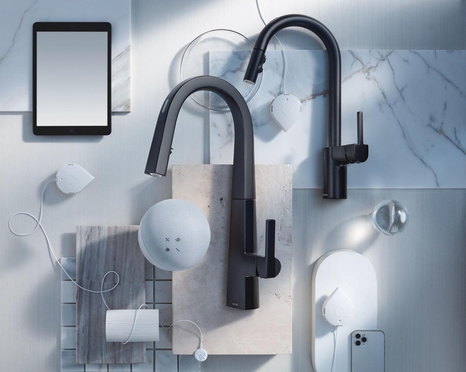 image:imageMoen Align Matte Black Modern Smart Touchless Kitchen Faucet with Pull Down Sprayer Voice Control and Power Boost 7565EVBL