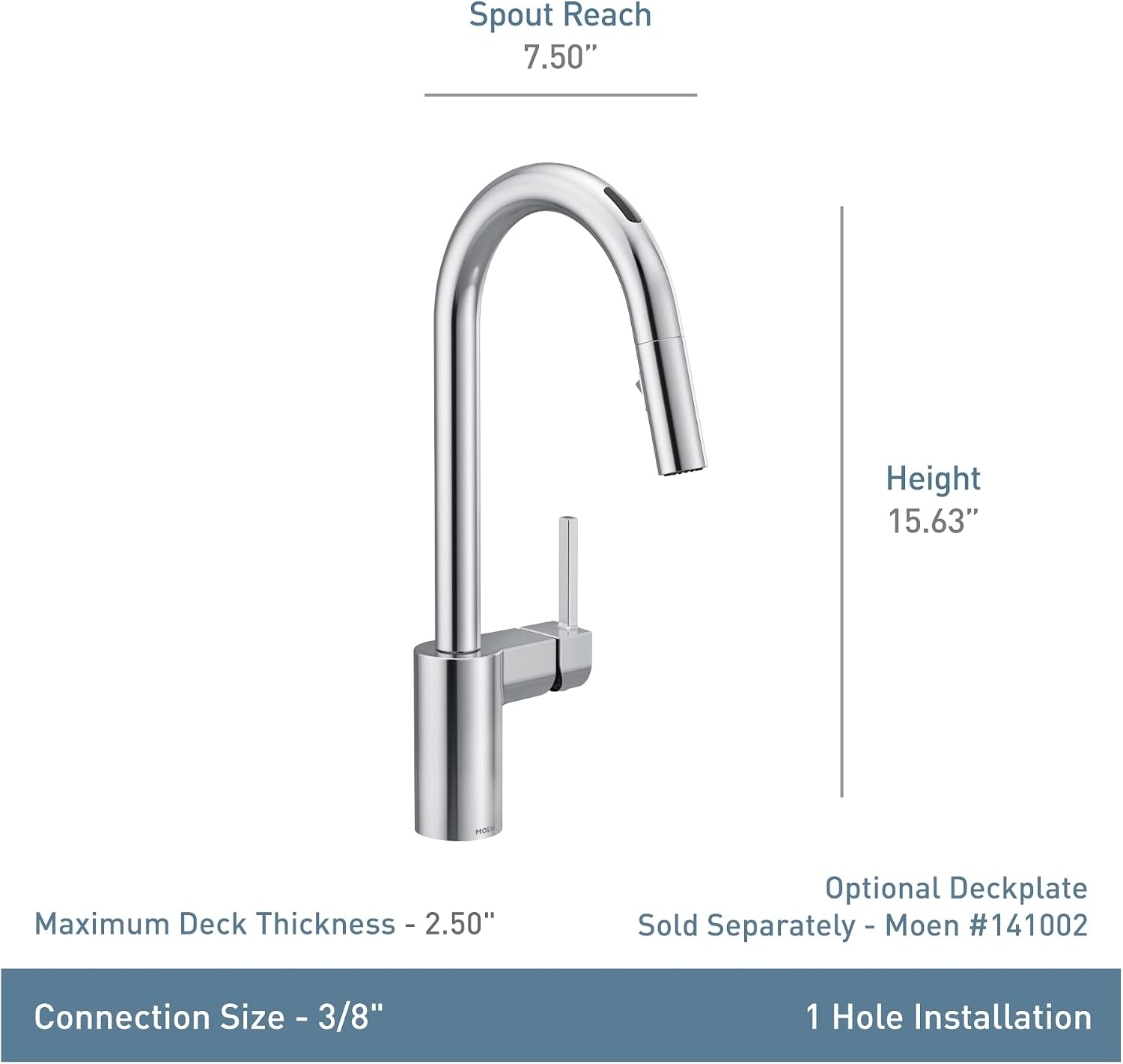 image:imageMoen Align Matte Black Modern Smart Touchless Kitchen Faucet with Pull Down Sprayer Voice Control and Power Boost 7565EVBL