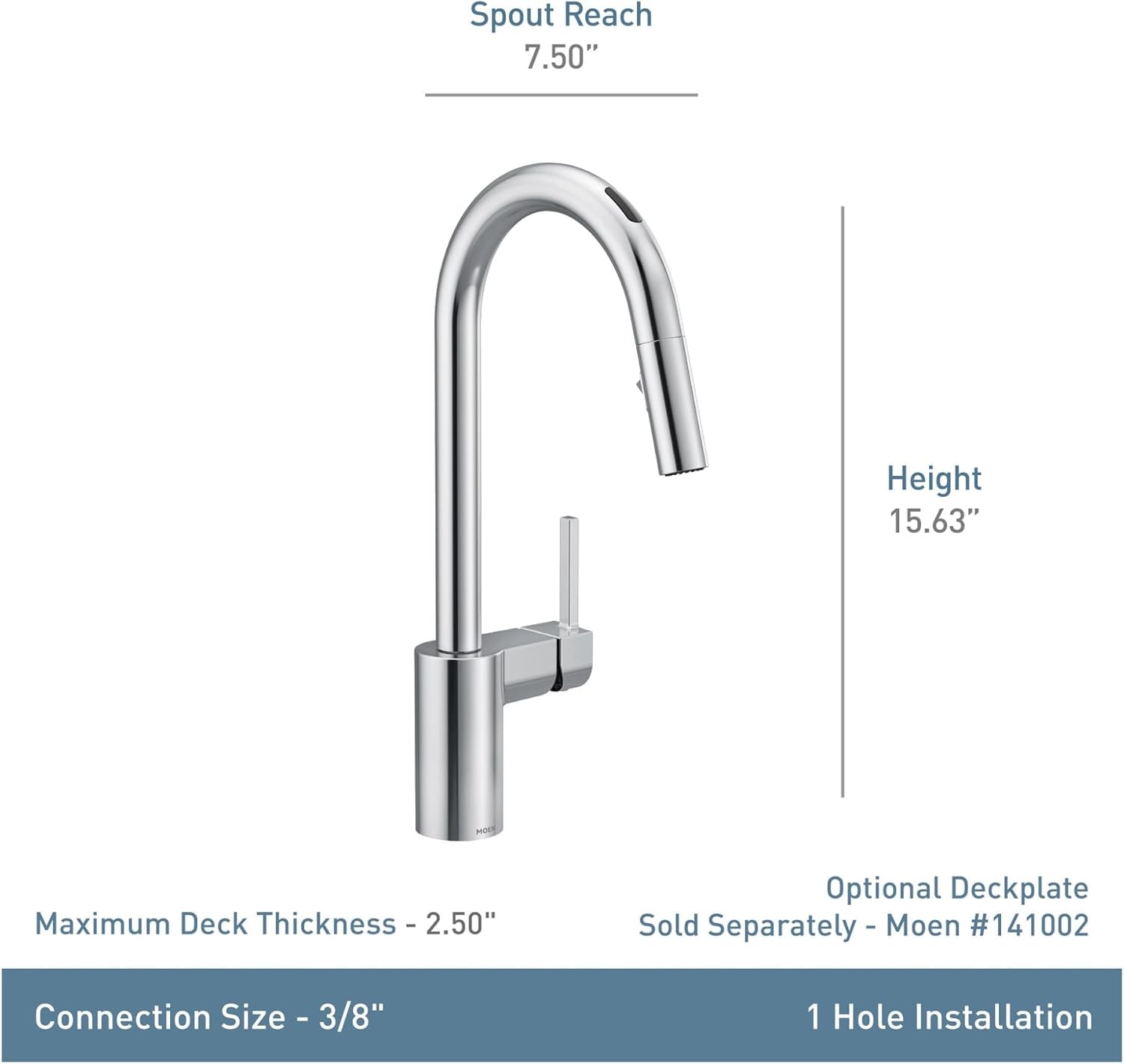 image:imageMoen Align Matte Black Modern Smart Touchless Kitchen Faucet with Pull Down Sprayer Voice Control and Power Boost 7565EVBL