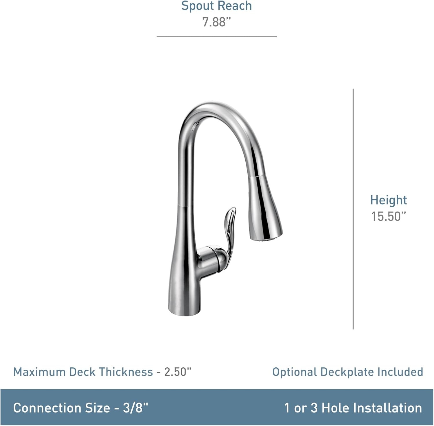 image:imageMoen Arbor Oil Rubbed Bronze Motionsense Wave Touchless OneHandle Pulldown Kitchen Faucet Featuring Power Clean 7594EWORBChrome