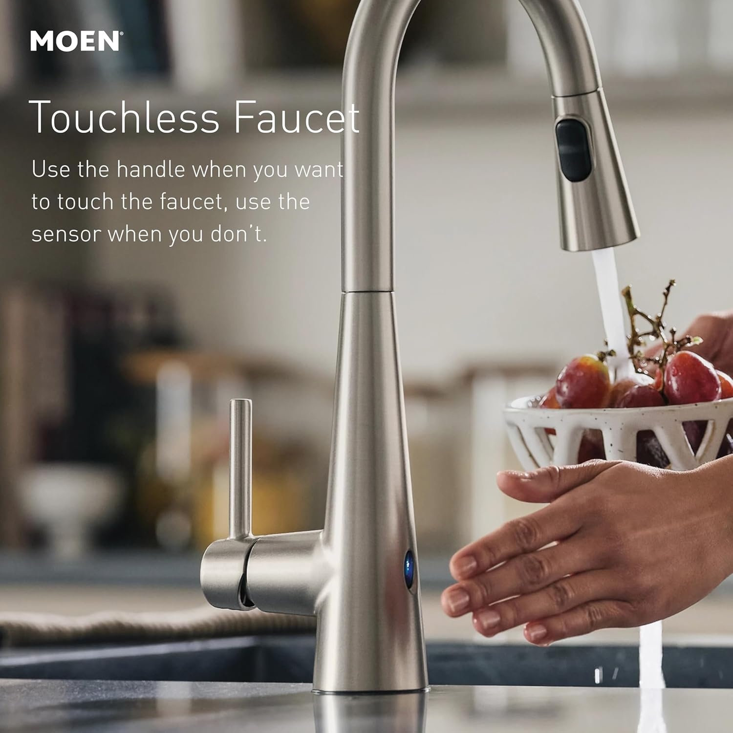image:imageMoen Arbor Oil Rubbed Bronze Motionsense Wave Touchless OneHandle Pulldown Kitchen Faucet Featuring Power Clean 7594EWORBChrome