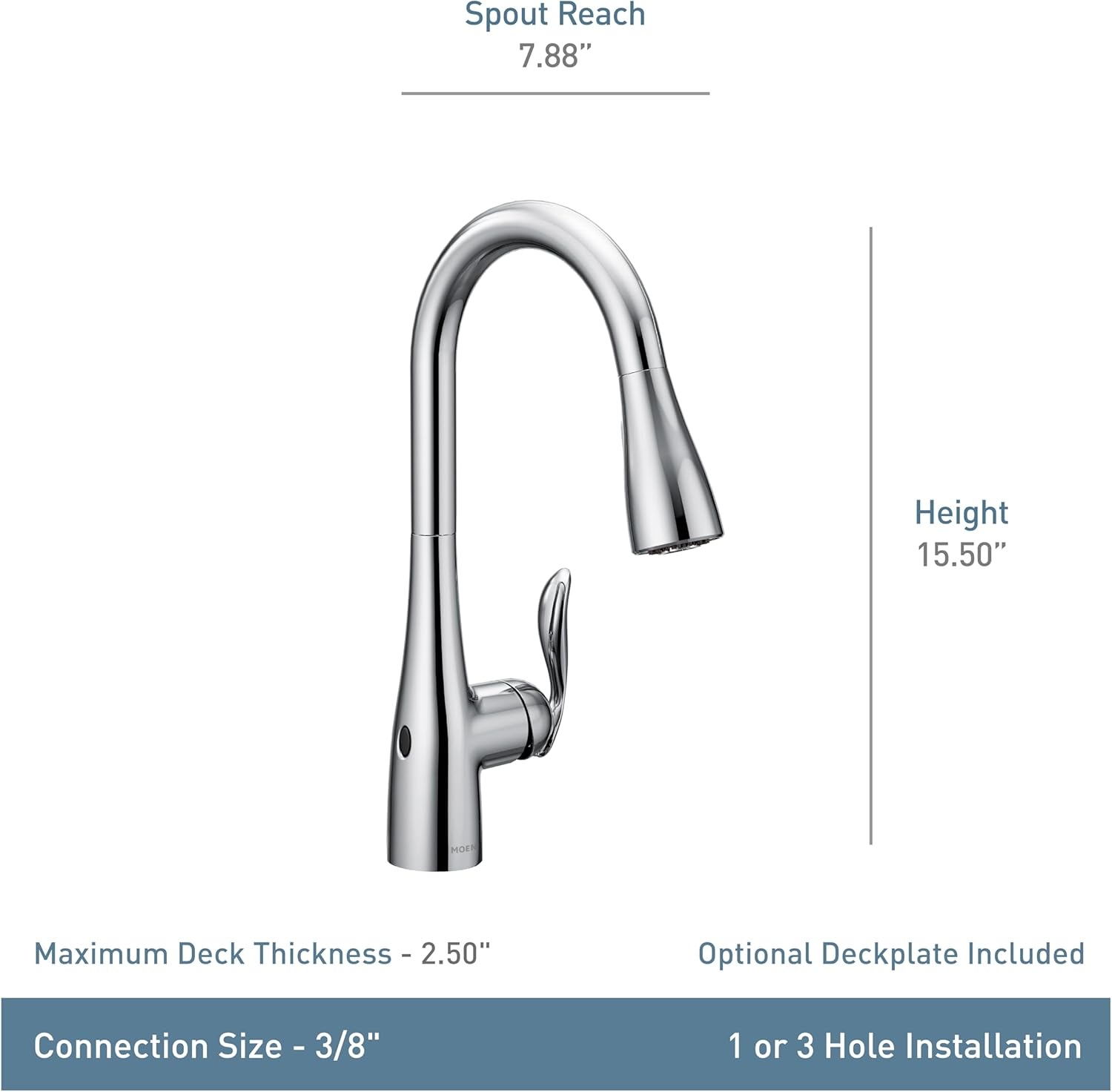 image:imageMoen Arbor Oil Rubbed Bronze Motionsense Wave Touchless OneHandle Pulldown Kitchen Faucet Featuring Power Clean 7594EWORBChrome