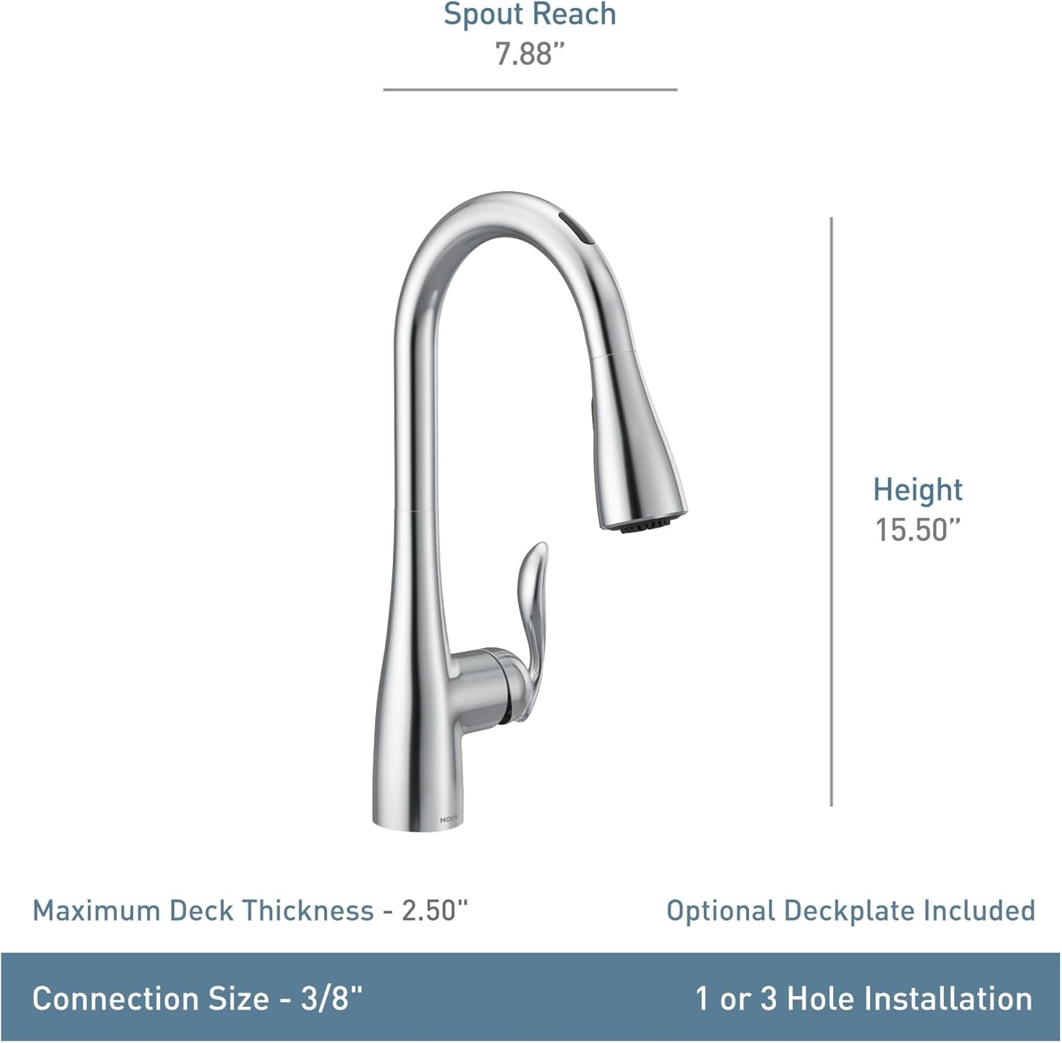 image:imageMoen Arbor Oil Rubbed Bronze Motionsense Wave Touchless OneHandle Pulldown Kitchen Faucet Featuring Power Clean 7594EWORBChrome