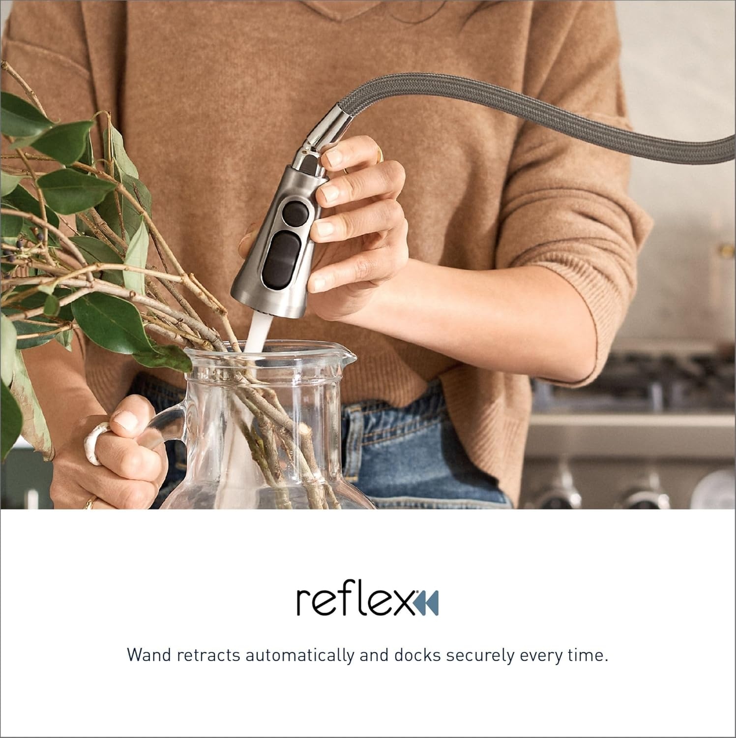 image:imageMoen Arbor Pulldown Bar Faucet with Reflex and Power Clean 5995SRS Pulldown bar faucet Reflex docking system Power Clean spray Spot resist stainless finish Onehandle controlSpot Resist Stainless