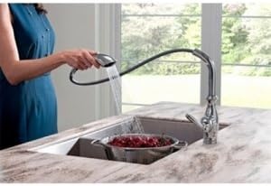 image:imageMoen Arbor Pulldown Bar Faucet with Reflex and Power Clean 5995SRS Pulldown bar faucet Reflex docking system Power Clean spray Spot resist stainless finish Onehandle controlMatte Black