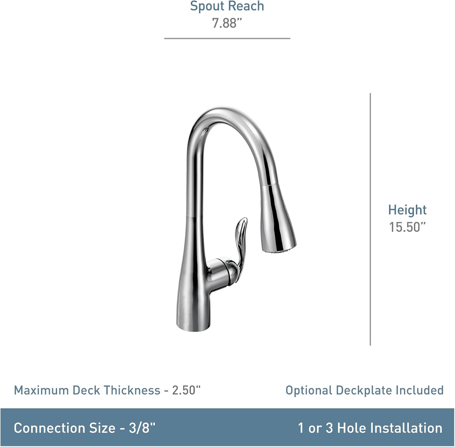 image:imageMoen Arbor Spot Resist Stainless Motionsense Wave Sensor Touchless OneHandle Single Hole Kitchen Sink Faucet 7594EWSRSChrome