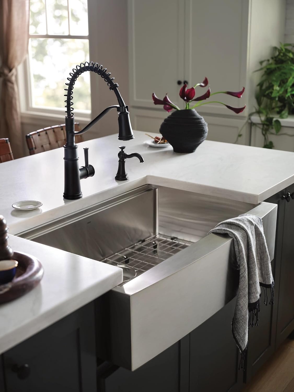 image:imageMoen Belfield Oil Rubbed Bronze Kitchen Faucet Modern Spring Kitchen Faucet with Power Boost PreRinse OneHandle Easy Installation 5927ORBMatte Black