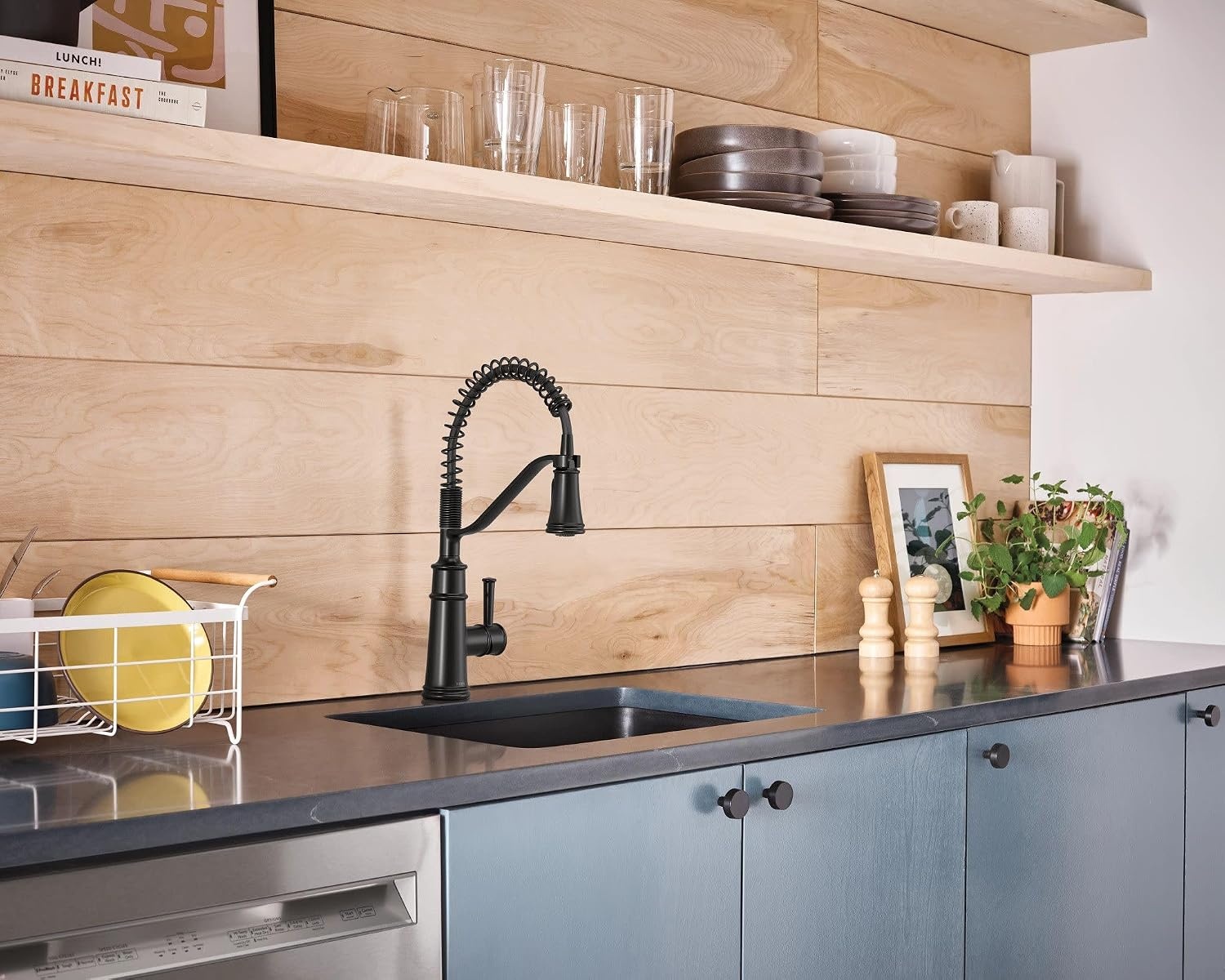 image:imageMoen Belfield Oil Rubbed Bronze Kitchen Faucet Modern Spring Kitchen Faucet with Power Boost PreRinse OneHandle Easy Installation 5927ORBMatte Black