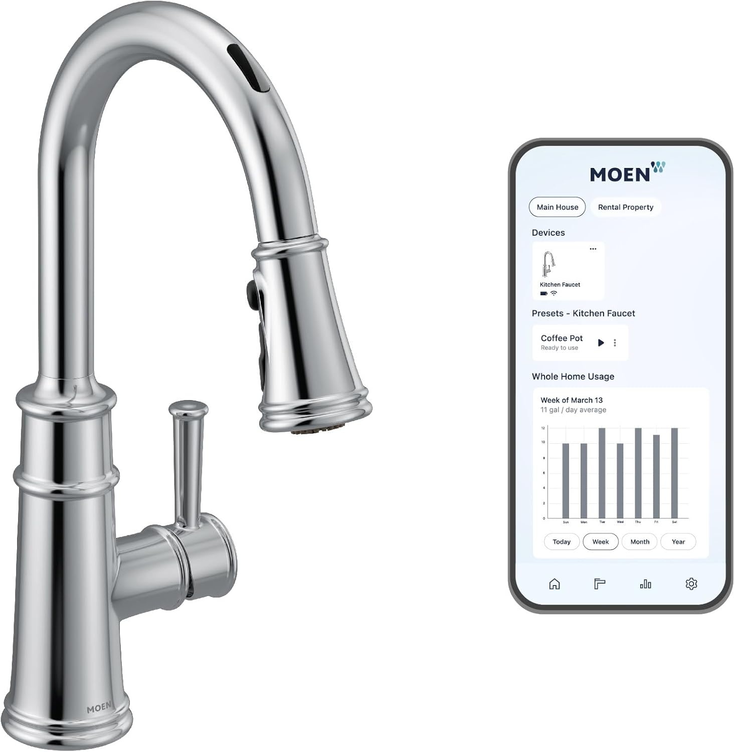 image:imageMoen Belfield Oil Rubbed Bronze Motionsense Wave Sensor Touchless One Handle Pulldown Kitchen Faucet Featuring Power Clean 7260EWORBChrome