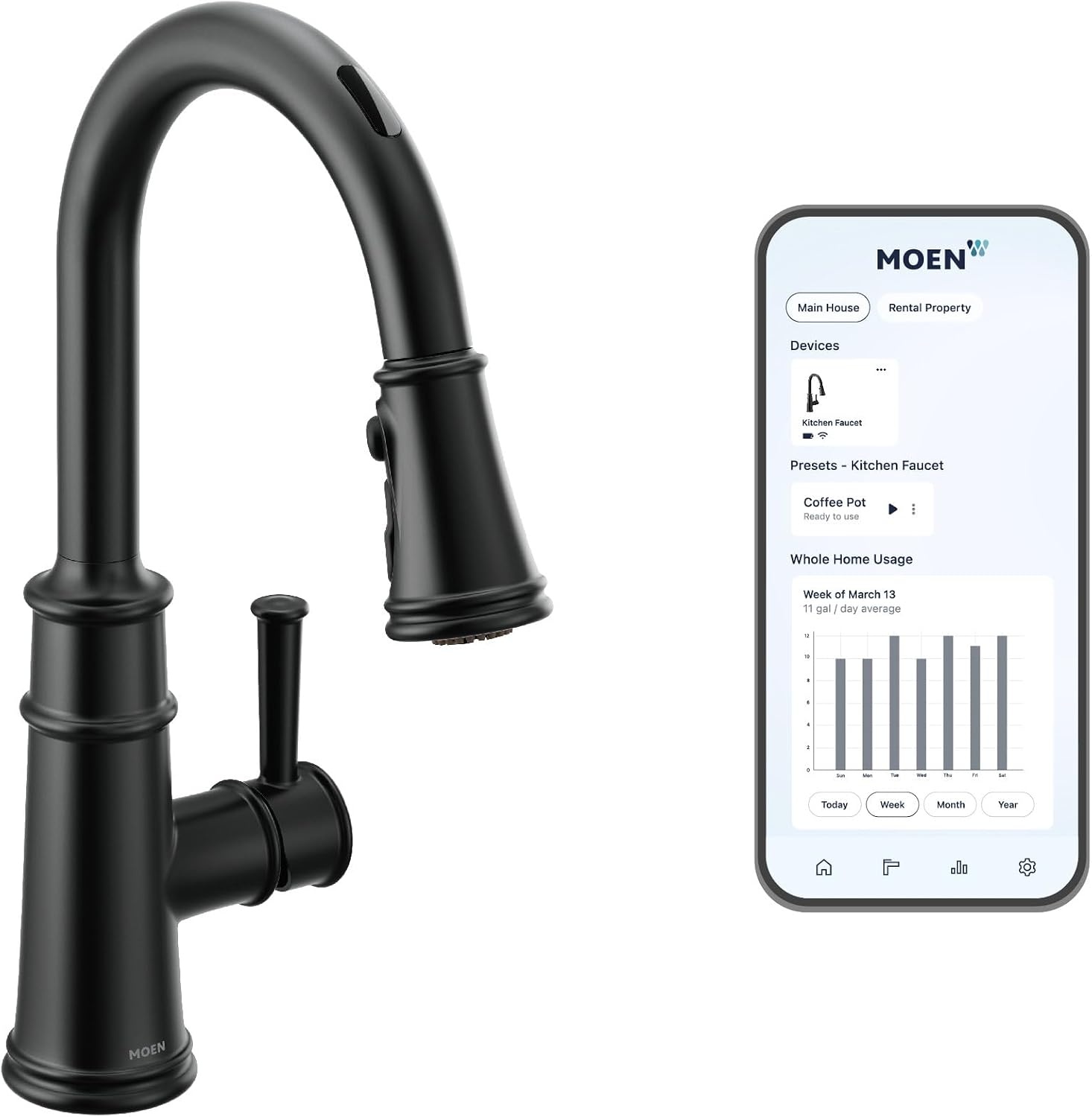image:imageMoen Belfield Oil Rubbed Bronze Motionsense Wave Sensor Touchless One Handle Pulldown Kitchen Faucet Featuring Power Clean 7260EWORBMatte Black