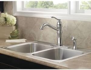image:imageMoen Belfield Oil Rubbed Bronze Traditional One Handle High Arc Kitchen Faucet with Side Spray and Optional Deckplate Included 7245ORBChrome