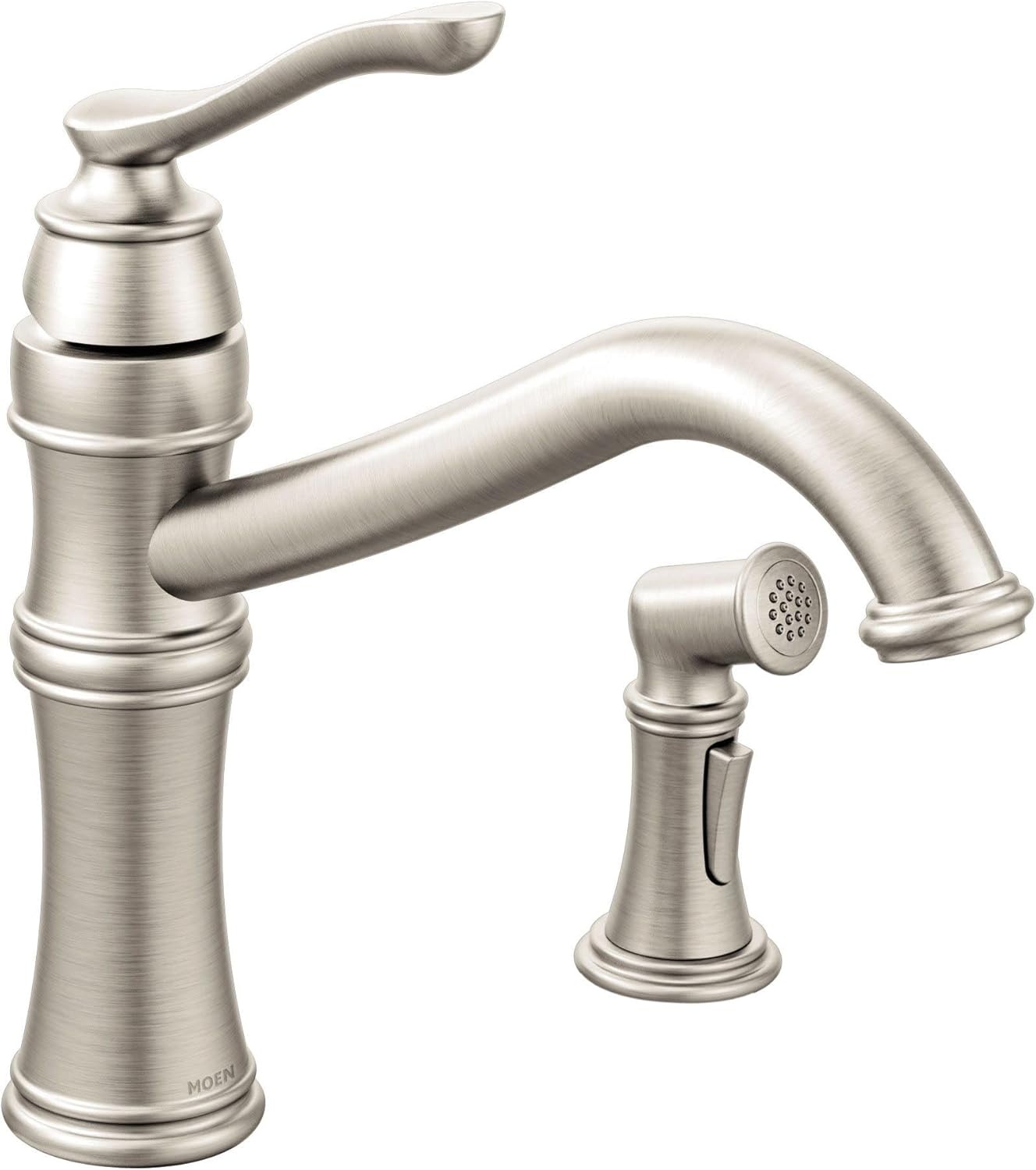 image:imageMoen Belfield Oil Rubbed Bronze Traditional One Handle High Arc Kitchen Faucet with Side Spray and Optional Deckplate Included 7245ORBStainless Steel