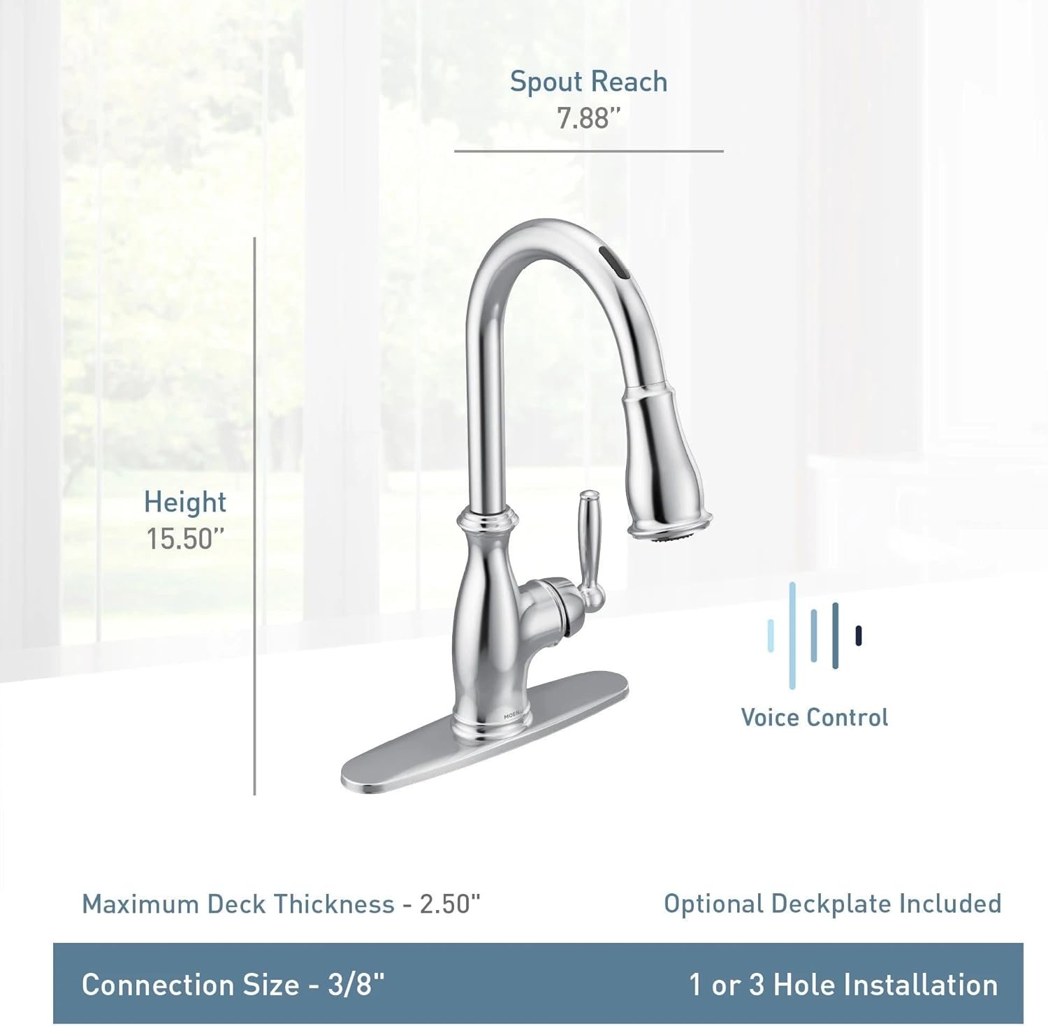 image:imageMoen Brantford Oil Rubbed Bronze Smart Faucet Touchless Pull Down Sprayer Kitchen Faucet with Voice Control and Power Boost Traditional Kitchen Faucet Easy Installation 7185EVORB