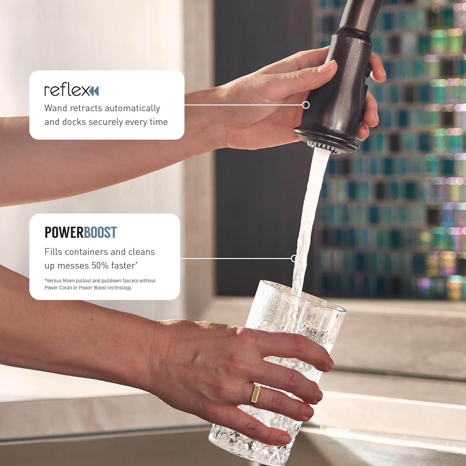 image:imageMoen Brantford Oil Rubbed Bronze Traditional OneHandle Kitchen Faucet with Pulldown Sprayer Featuring Power Boost and Reflex Docking System 7185ORBOil Rubbed Bronze
