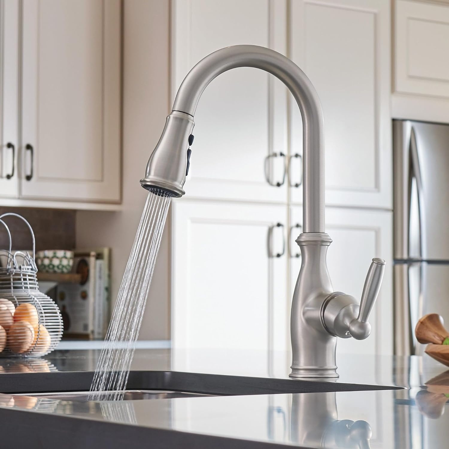 image:imageMoen Brantford Oil Rubbed Bronze Traditional OneHandle Kitchen Faucet with Pulldown Sprayer Featuring Power Boost and Reflex Docking System 7185ORBSpot Resist Stainless