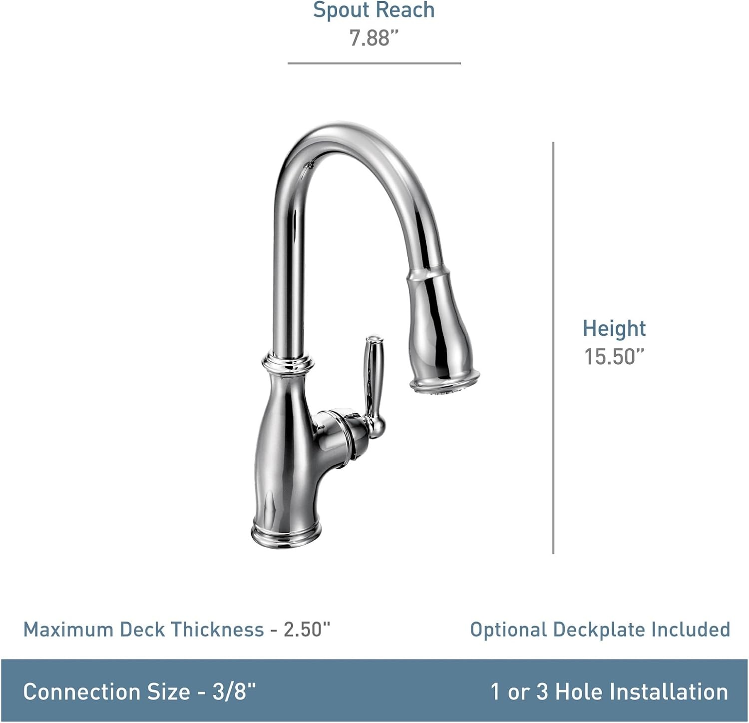 image:imageMoen Brantford Oil Rubbed Bronze Traditional OneHandle Kitchen Faucet with Pulldown Sprayer Featuring Power Boost and Reflex Docking System 7185ORBSpot Resist Stainless