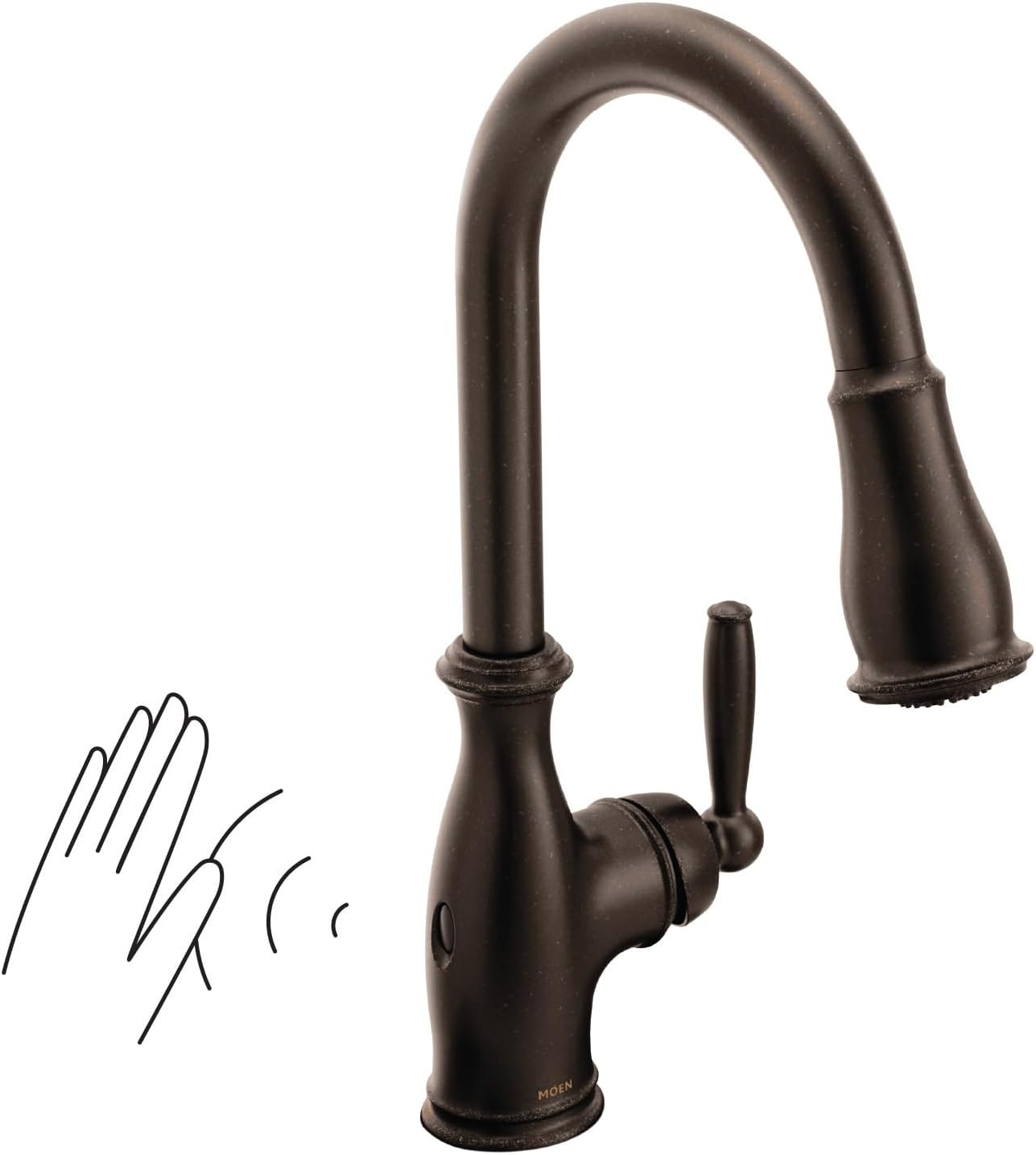 image:imageMoen Brantford Oil Rubbed Bronze Traditional OneHandle Kitchen Faucet with Pulldown Sprayer Featuring Power Boost and Reflex Docking System 7185ORBSpot Resist Stainless
