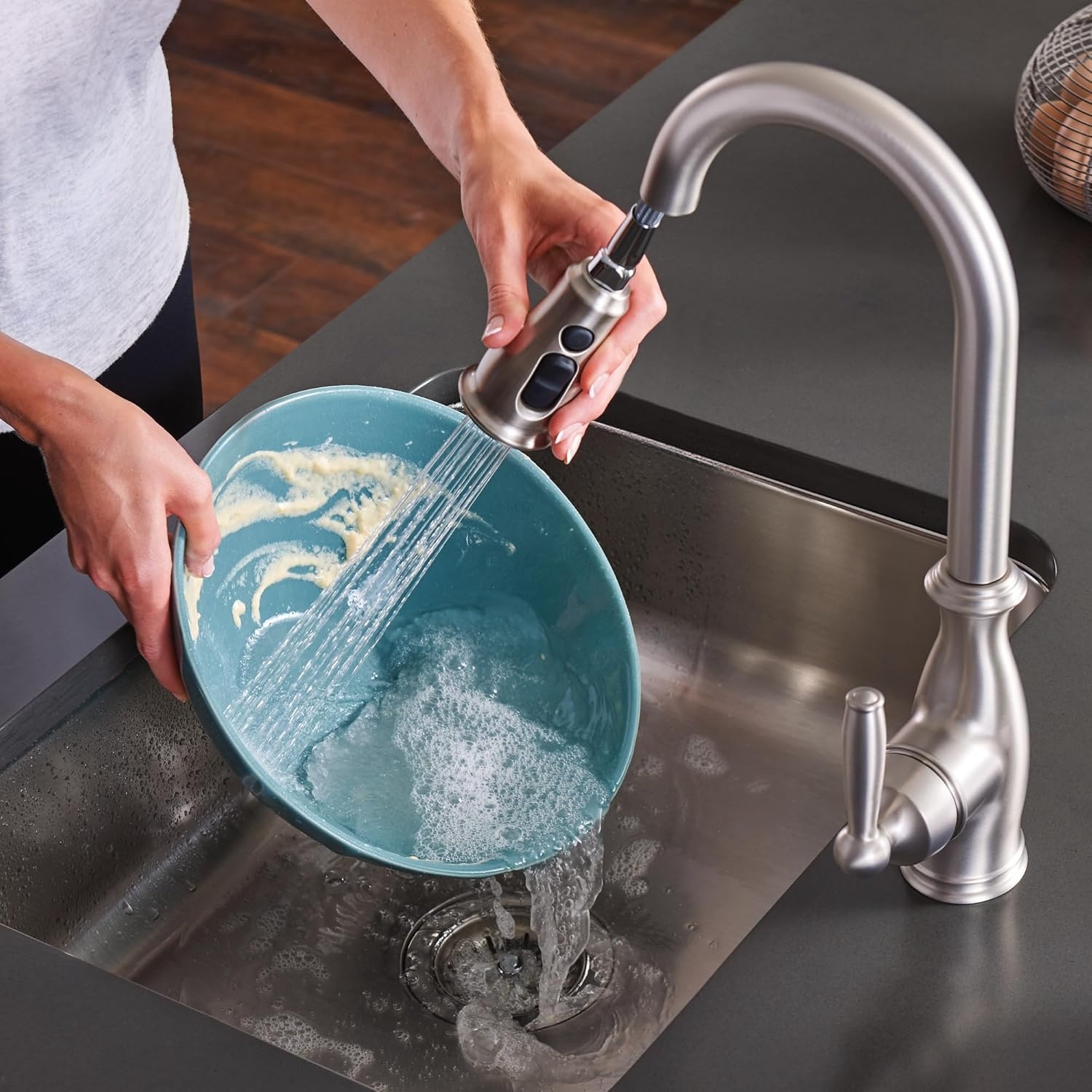 image:imageMoen Brantford Oil Rubbed Bronze Traditional OneHandle Kitchen Faucet with Pulldown Sprayer Featuring Power Boost and Reflex Docking System 7185ORBSpot Resist Stainless