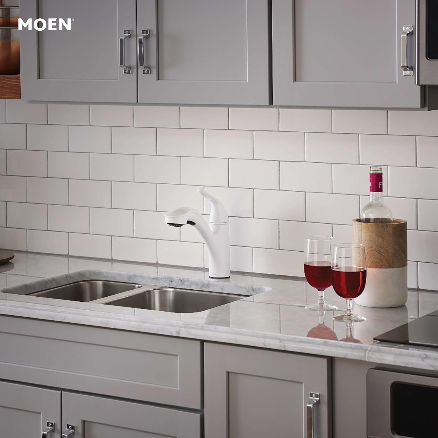 image:imageMoen Brecklyn Mediterranean Bronze SingleHandle PullOut Sprayer Kitchen Sink Faucet with Power Clean 87557BRBGlacier
