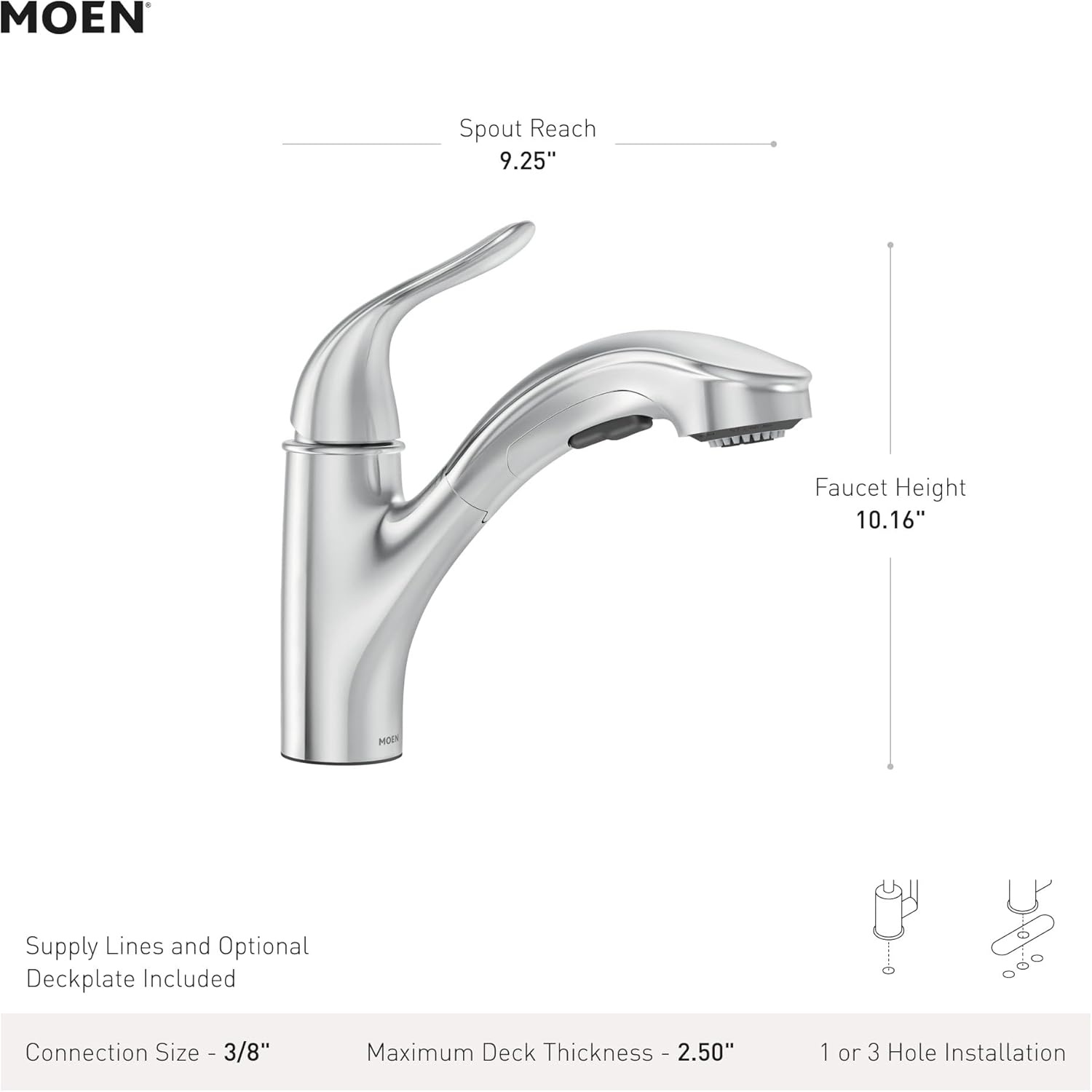 image:imageMoen Brecklyn Mediterranean Bronze SingleHandle PullOut Sprayer Kitchen Sink Faucet with Power Clean 87557BRBGlacier
