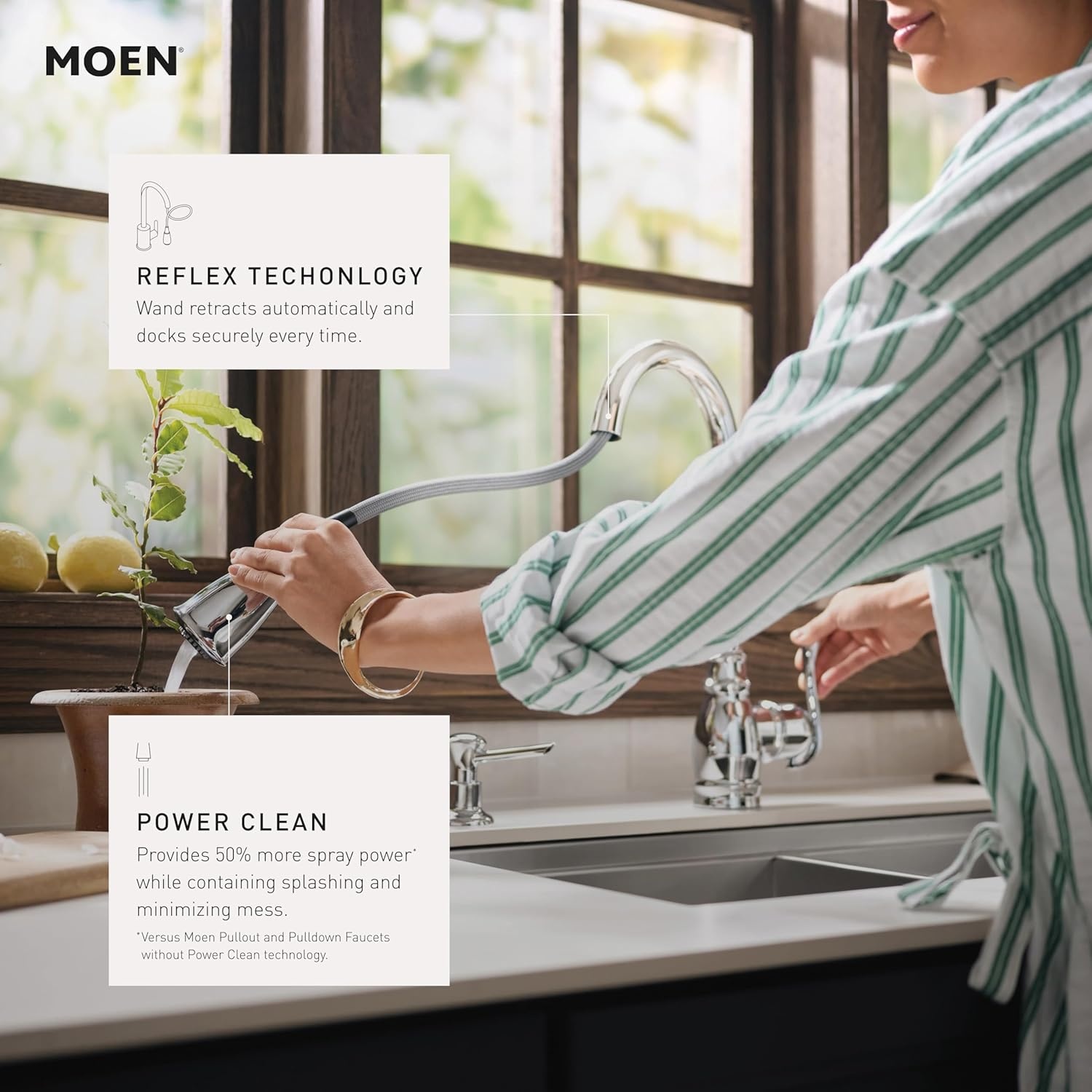 image:imageMoen CA87003BRB Single Handle Kitchen Faucet with Pullout Spray from the Anabelle Collection Mediterranean Bronze