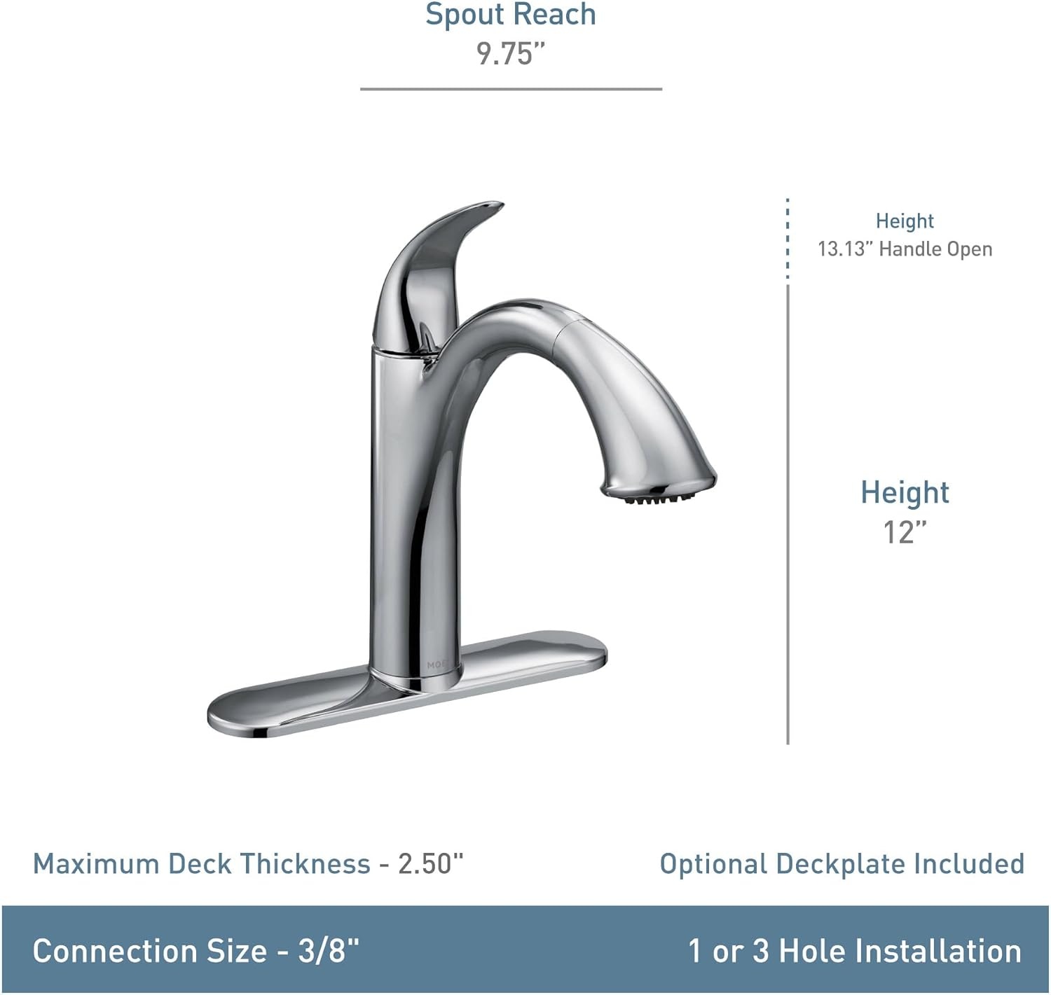 image:imageMoen Camerist Spot Resist Stainless OneHandle Kitchen Faucet with Pullout Spray Head Featuring Power Clean and Reflex Docking System 7545SRS