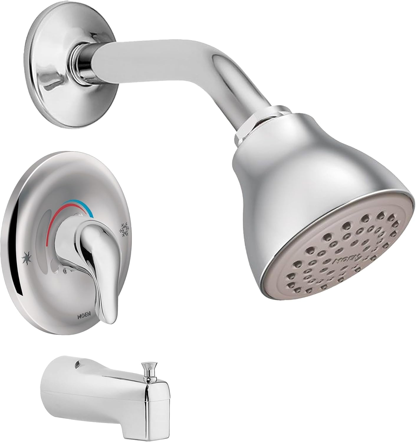 image:imageMoen Chateau Chrome PosiTemp Bathtub Trim Kit with Shower Head Lever Handle and Tub Spout Valve Required TL183EPChrome