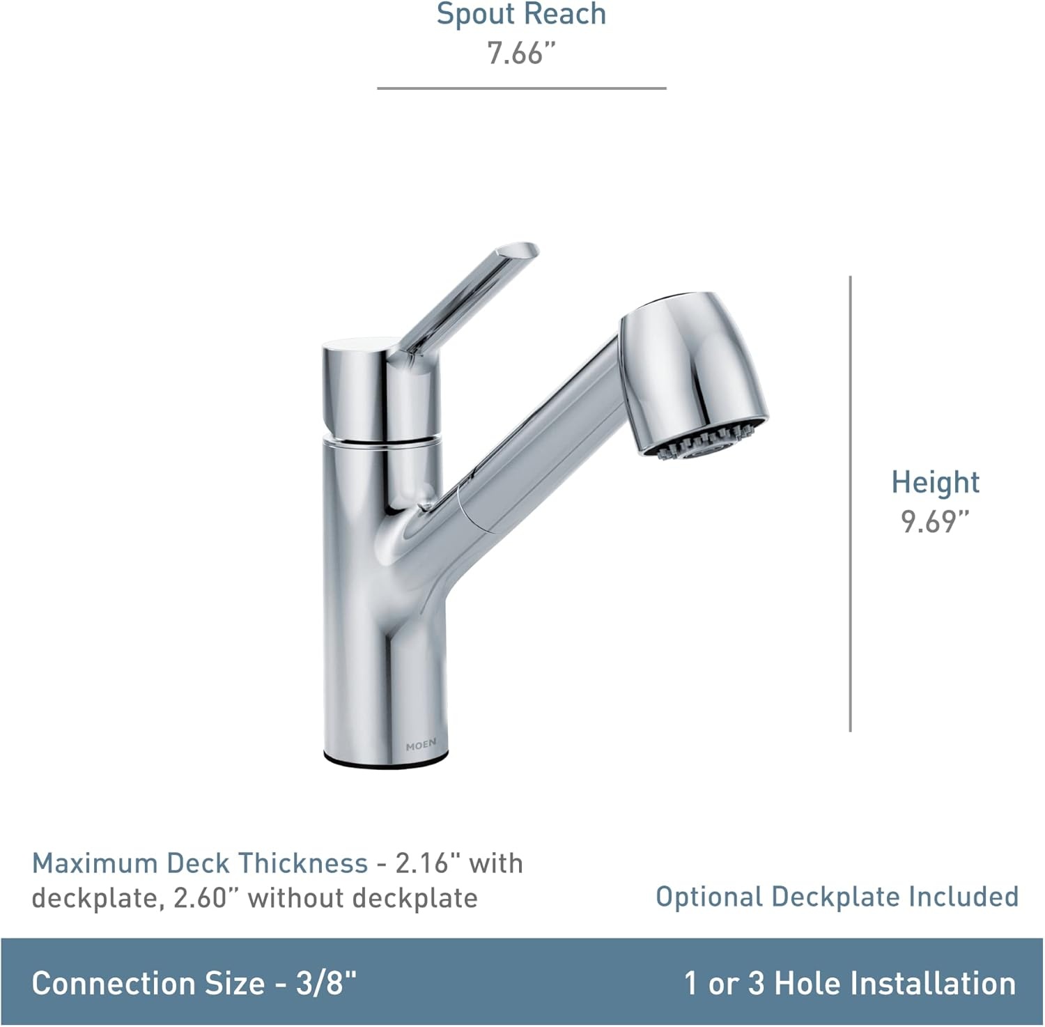 image:imageMoen Chrome Method OneHandle Pullout Modern Kitchen Faucet with Power Clean 7585CChrome
