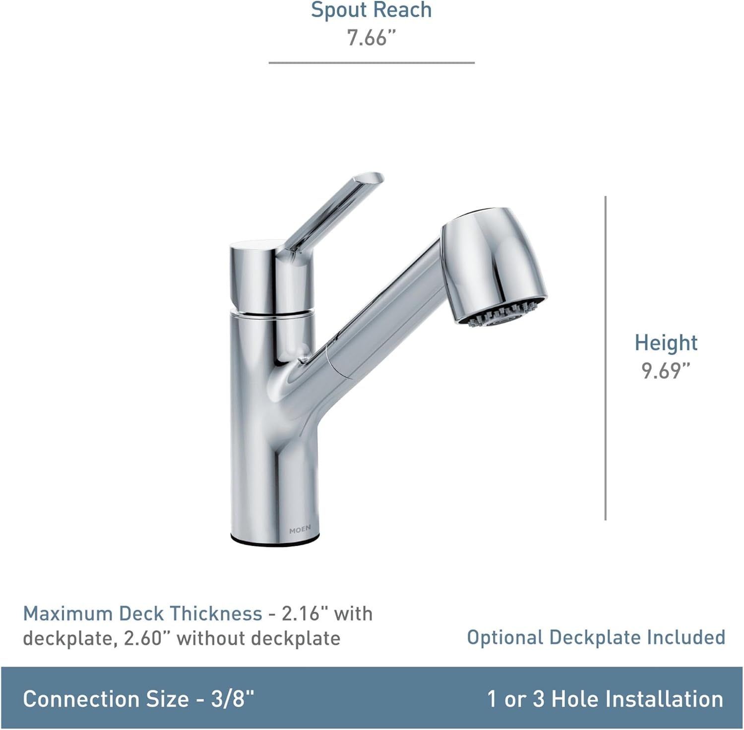image:imageMoen Chrome Method OneHandle Pullout Modern Kitchen Faucet with Power Clean 7585CChrome