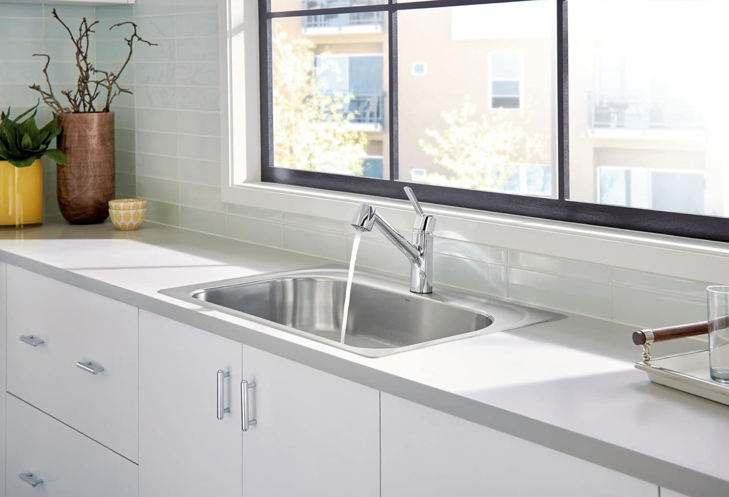 image:imageMoen Chrome Method OneHandle Pullout Modern Kitchen Faucet with Power Clean 7585CChrome