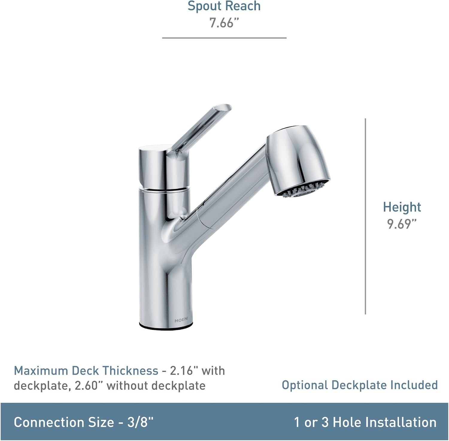 image:imageMoen Chrome Method OneHandle Pullout Modern Kitchen Faucet with Power Clean 7585CSpot Resist Stainless