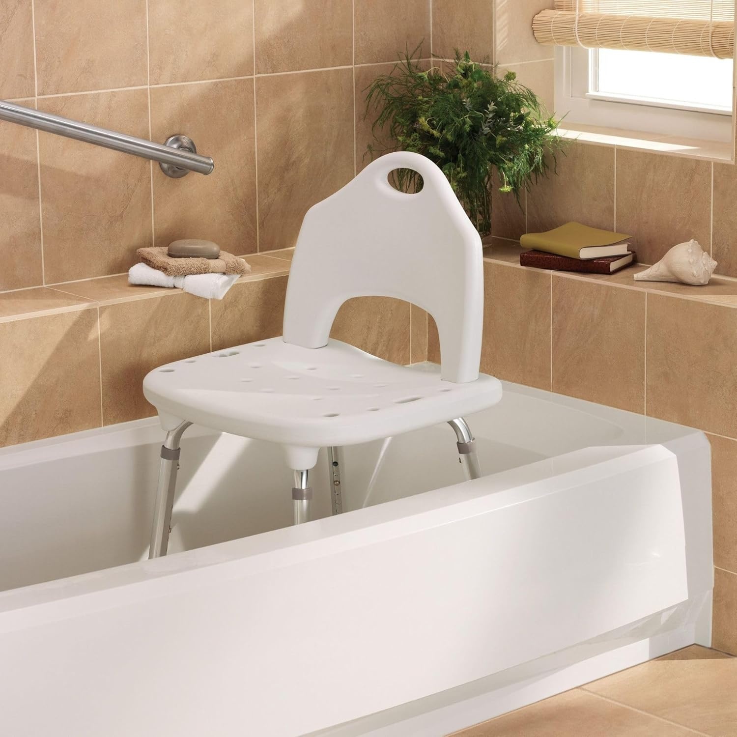 image:imageMoen DN7060 Home Care 22Inch W x 1925Inch D Adjustable Height Bath Safety Shower Chair Glacier