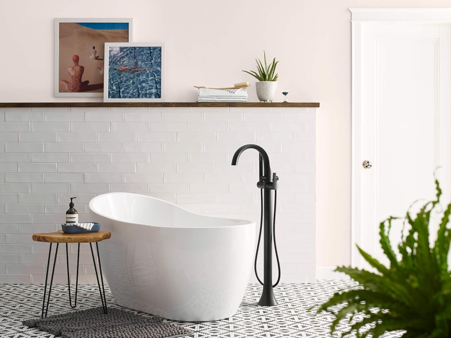 image:imageMoen Doux Matte Black OneHandle Freestanding Floor Mount Bathtub Filler with Handshower Free Standing Tub Faucet S3105BLChrome