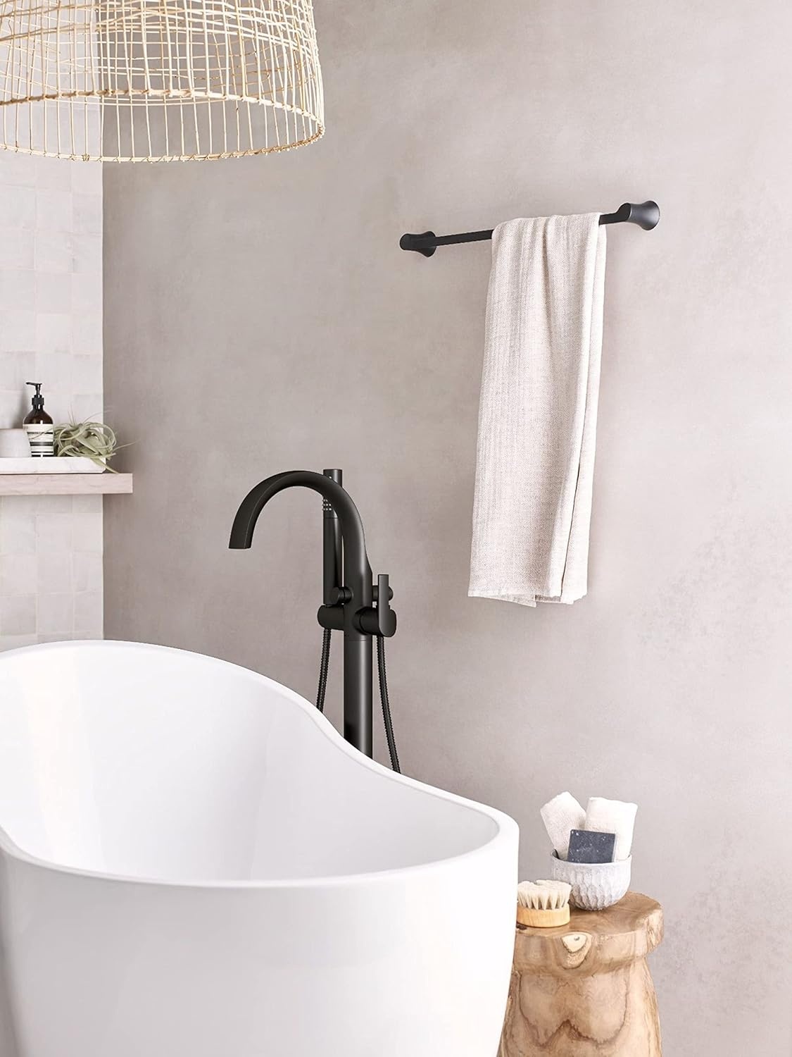 image:imageMoen Doux Matte Black OneHandle Freestanding Floor Mount Bathtub Filler with Handshower Free Standing Tub Faucet S3105BLMatte Black