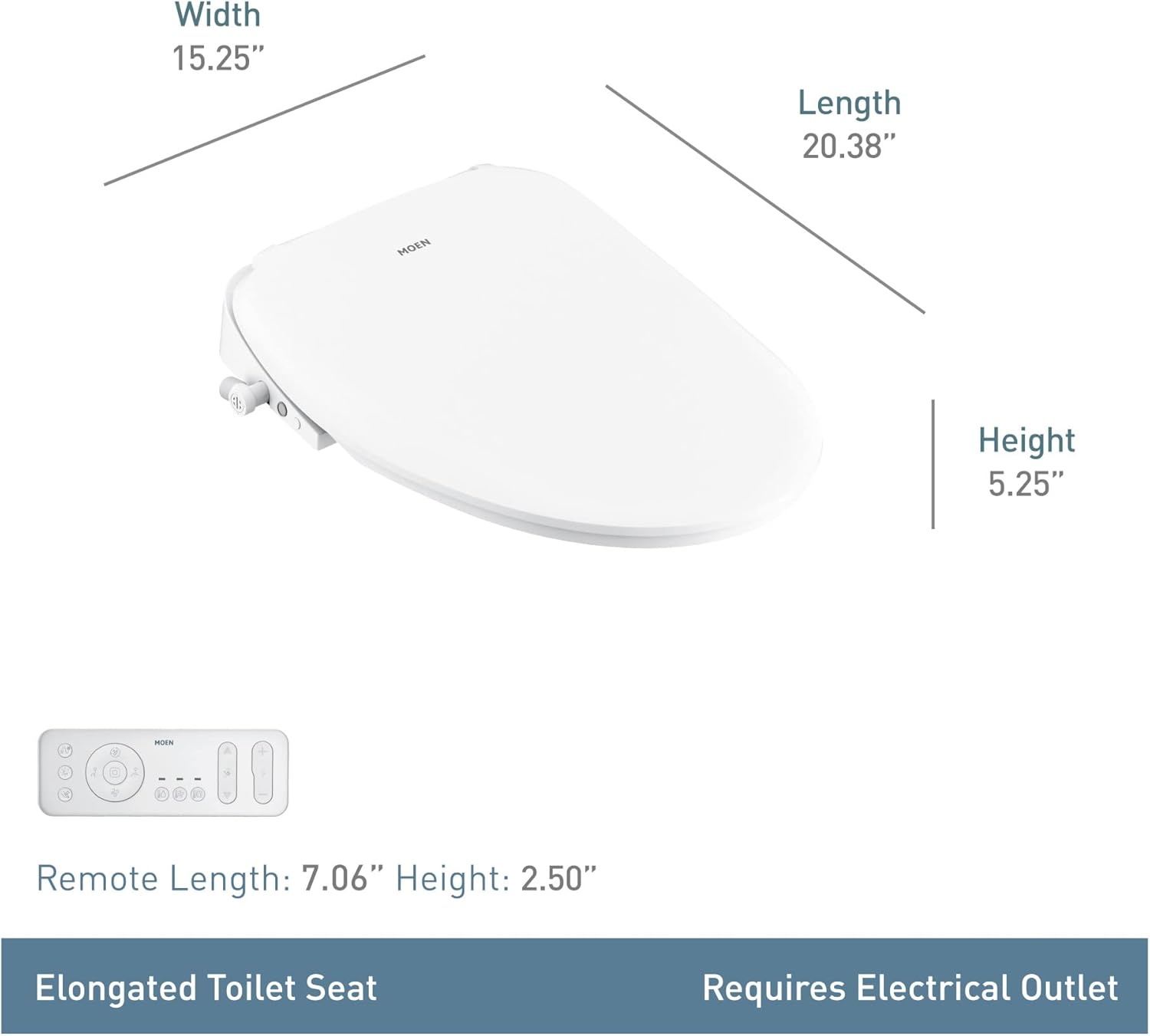 image:imageMoen EB1500E 3series Electronic Bidet Toilet Seat with Heated Seat and Remote Control White Adjustable Temperature and Pressure Selfcleaning Nozzle Comfort HygienicEB2100 Elongated