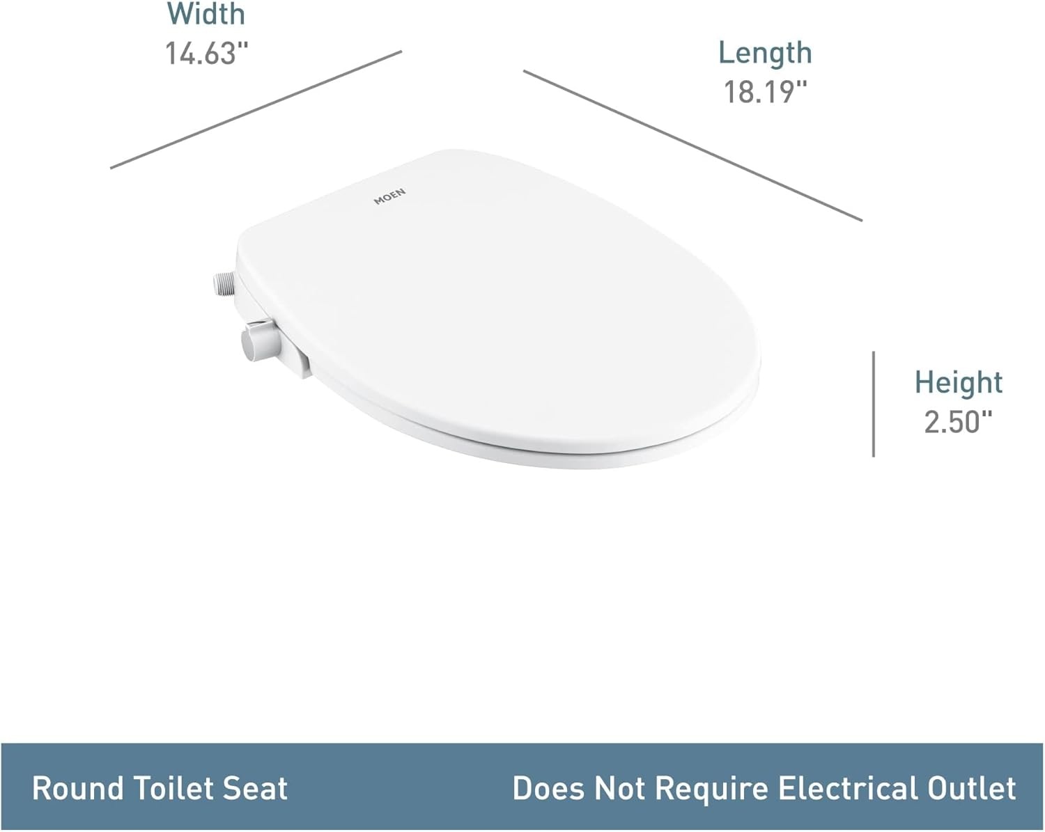 image:imageMoen EB500R 2Series Standard NonElectronic Bidet Seat for Round Toilets White