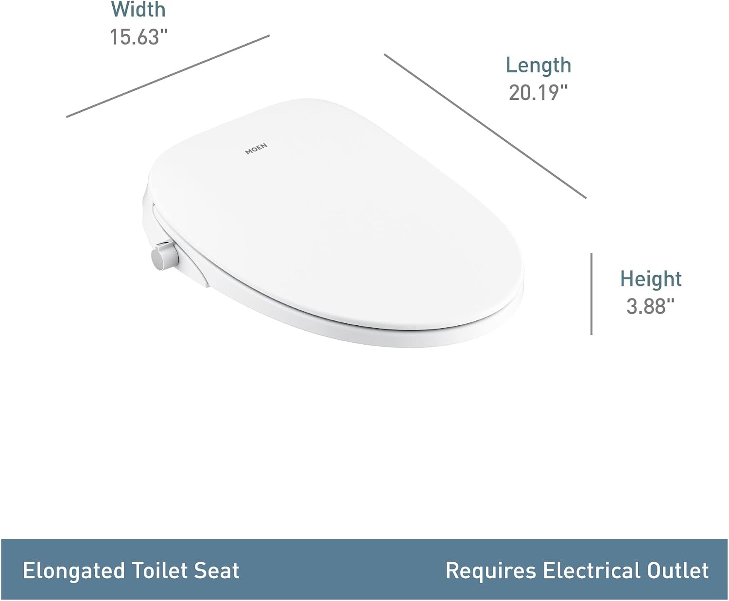 image:imageMoen EB800 2Series Standard Electric Bidet Elongated Toilets in White with Heated Seat