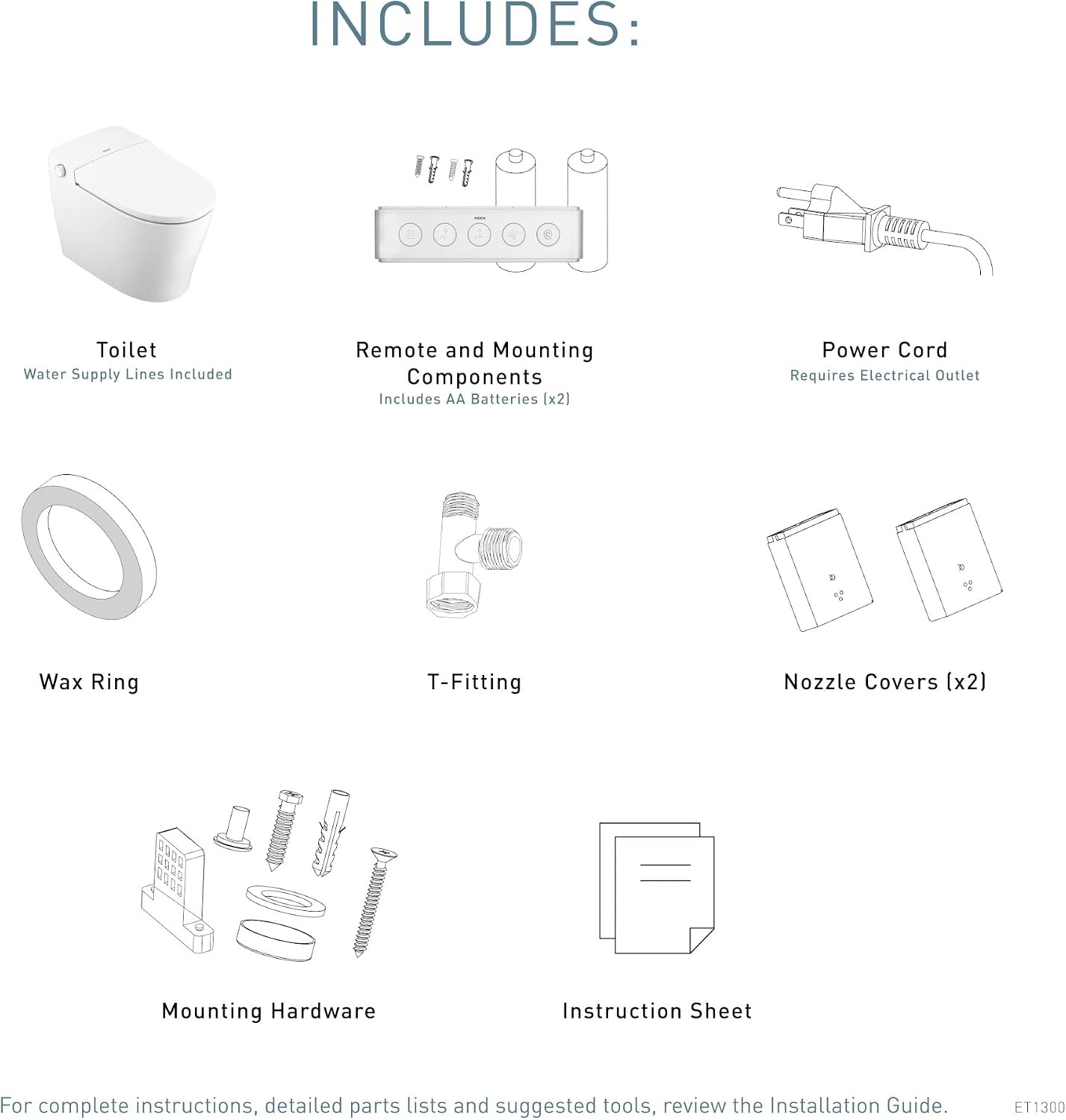 image:imageMoen ET900 2Series Tankless Bidet One Piece Elongated Bidet Toilet with Remote Auto Flush and Warm Air Dryer and Temperature Control WhiteET1300