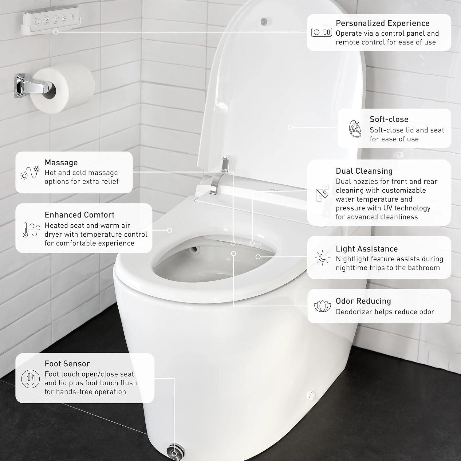image:imageMoen ET900 2Series Tankless Bidet One Piece Elongated Bidet Toilet with Remote Auto Flush and Warm Air Dryer and Temperature Control WhiteET2200