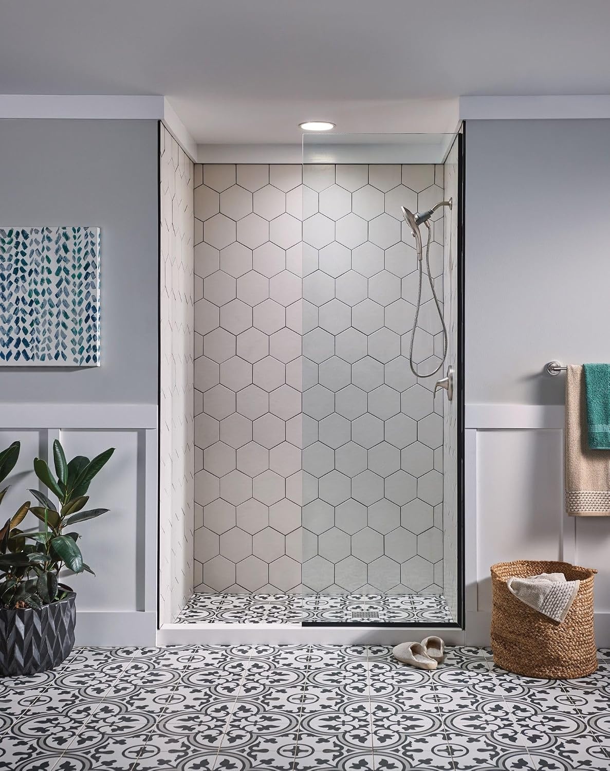 image:imageMoen Engage Chrome Magnetix SixFunction 55Inch Wide Handheld Shower Head with Hose and Magnetic Docking System 26112Spot Resist Brushed Nickel